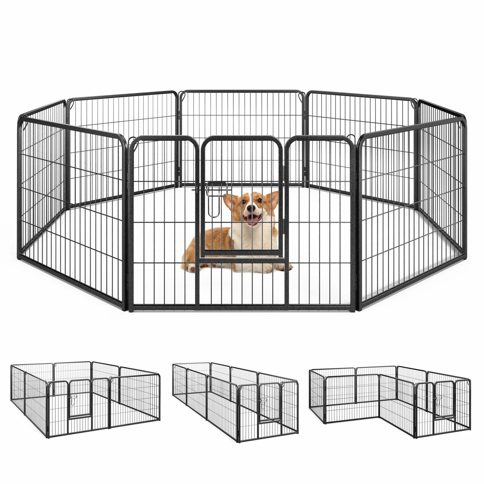 GOPLUS Parc pour Chien 8 Panneaux, Enclos Pliable Métal avec Porte verrouillable 80x60cm