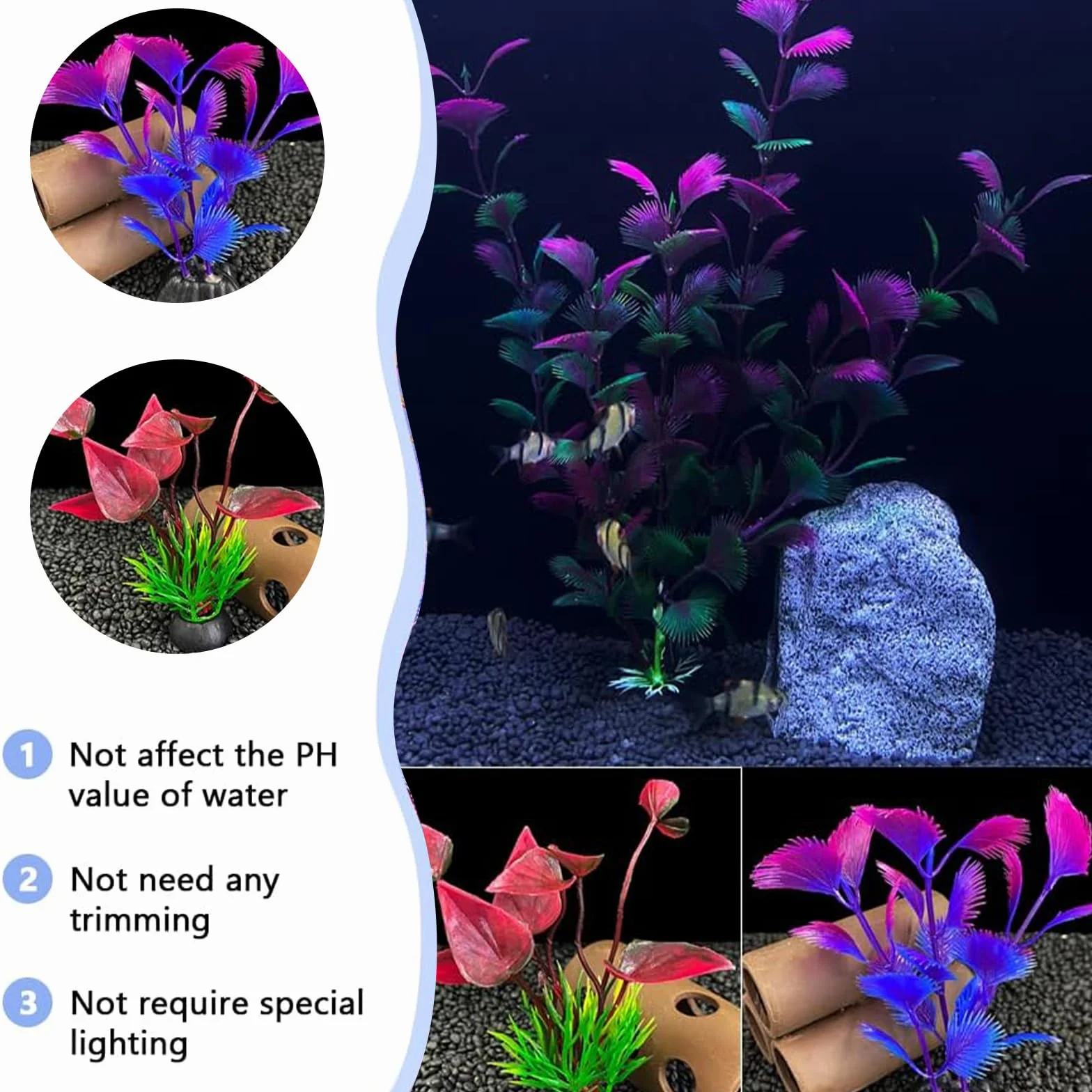 27 Pièces Décoration Aquarium Plante Artificielle PVC Colorée Poisson Réservoir Maison Bureau