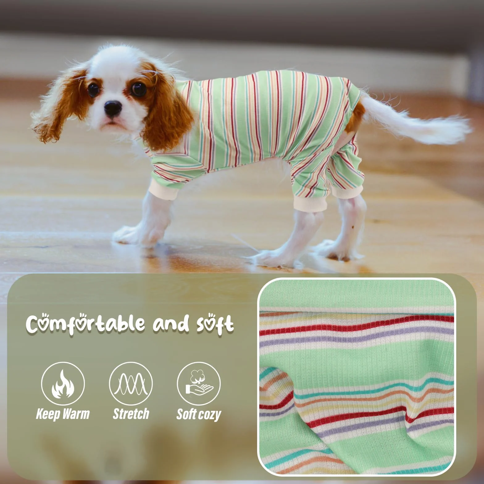 Pyjamas pour chiens et chats, Pull chaud avec laisse à anneau en D Vert XL