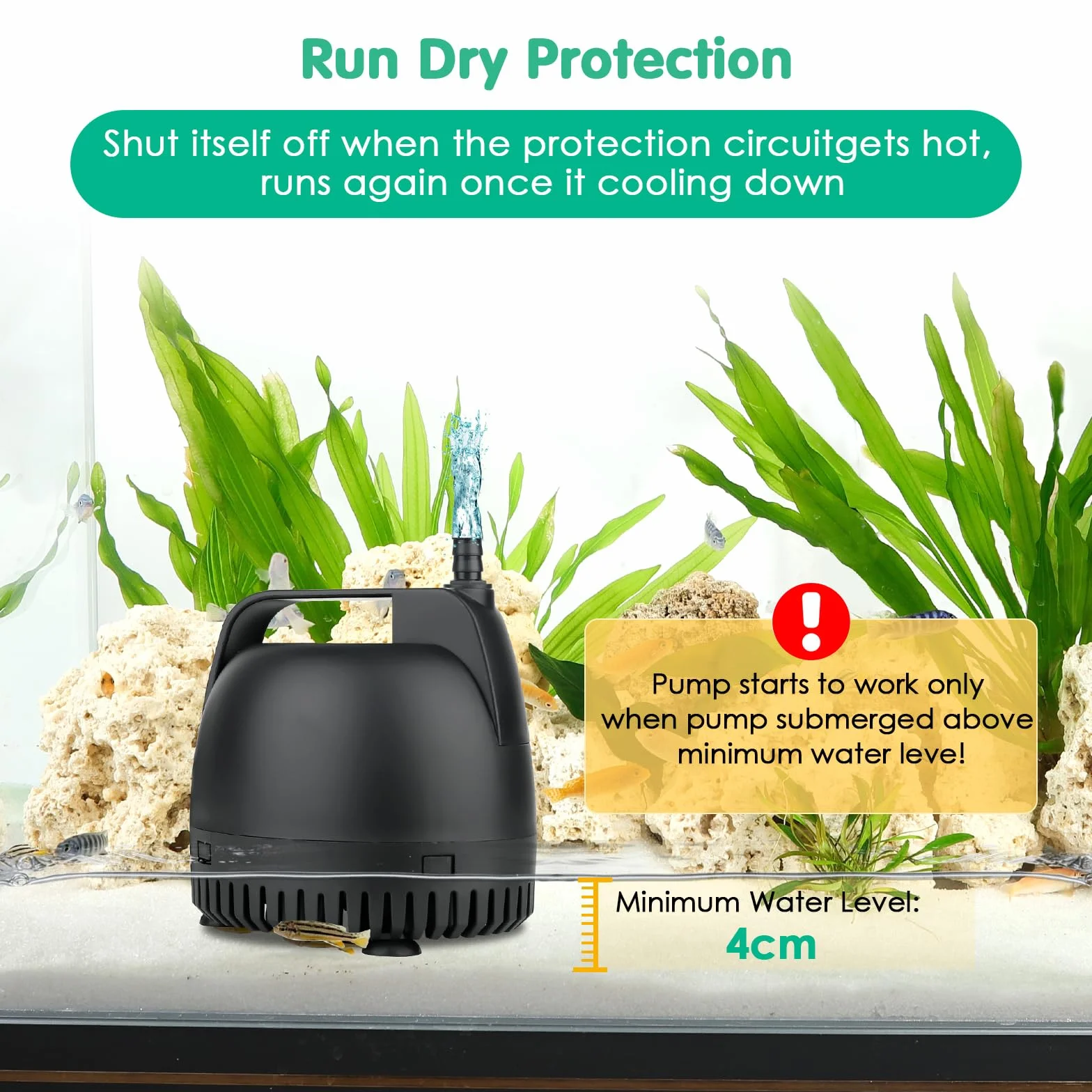 hygger Pompes à Eau pour Aquarium 1000L/H Submersible 18W avec 2 Buses