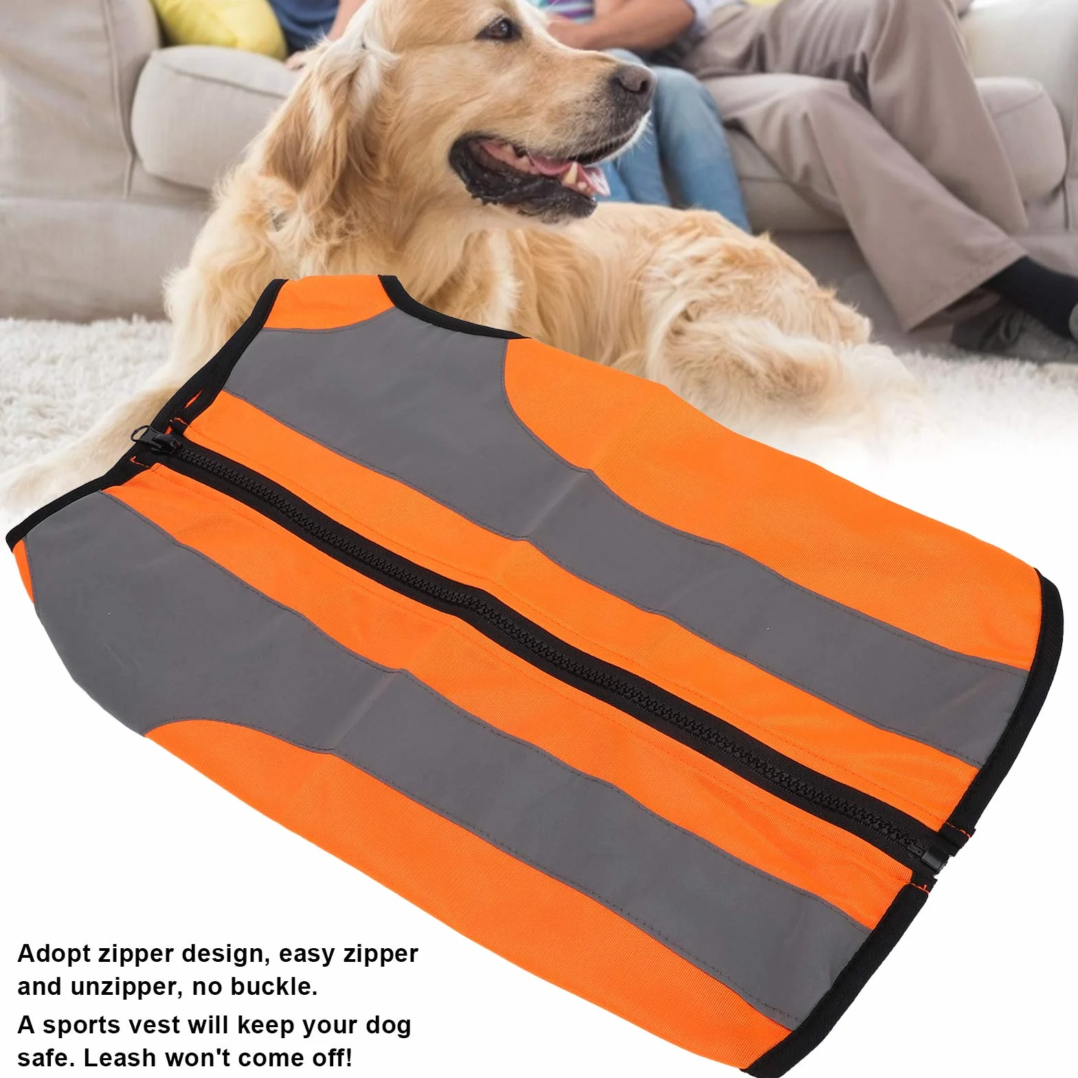 Gilet Réfléchissant de Sécurité pour Chien XL Orange Fluo, Veste Lumineuse Haute Visibilité