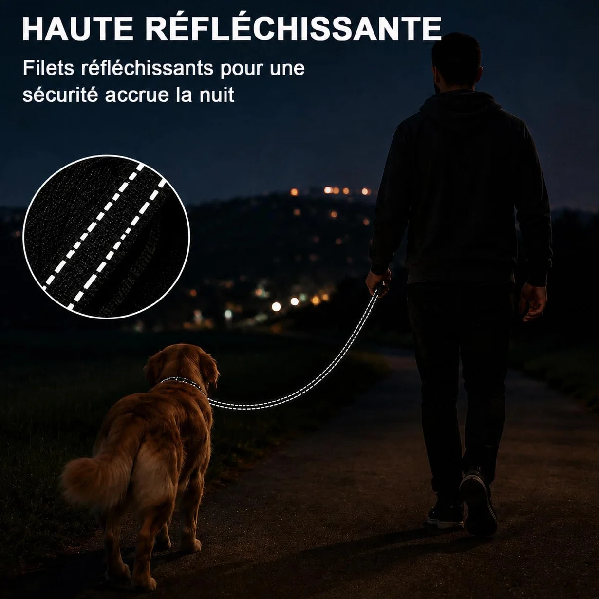 Longe pour Chien Réfléchissante 2M-30M Laisse de Dressage pour Petits Moyens Grands Chiens