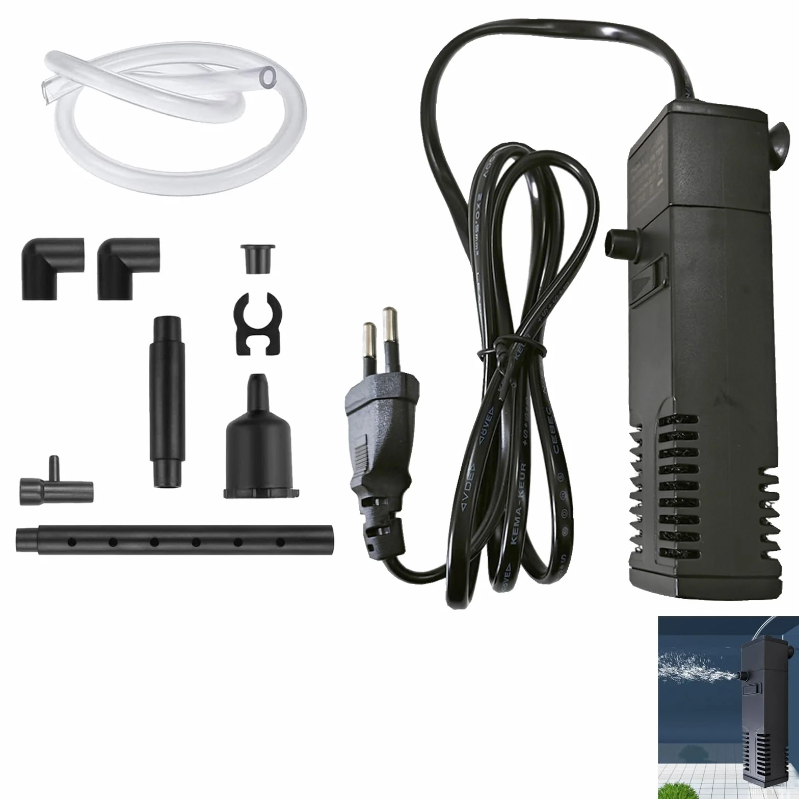 Filtre Intérieur Aquarium 20L-40L 3 en 1 Pompe Double Filtration