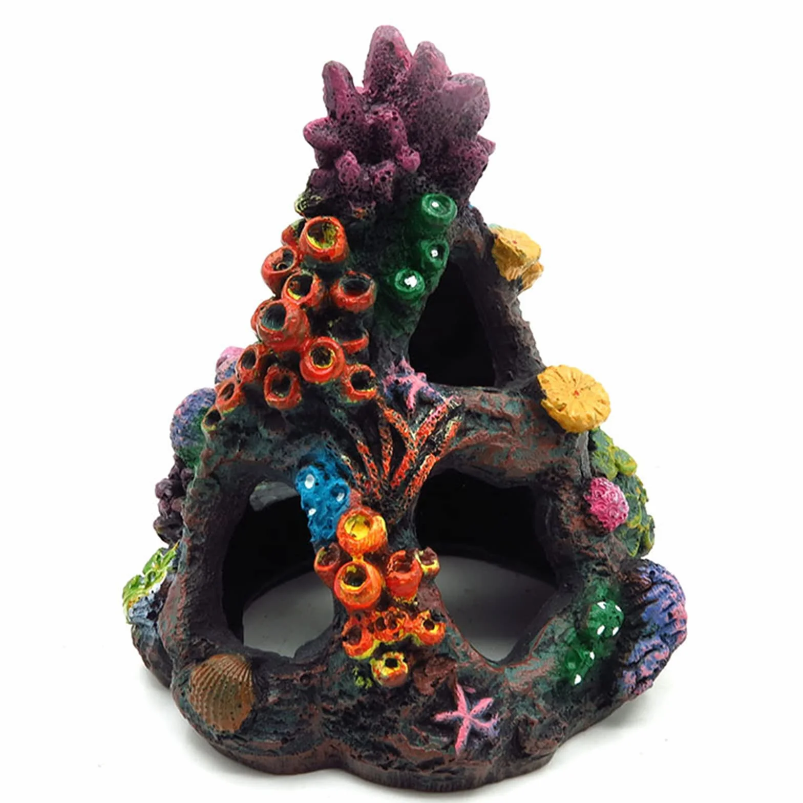 Mein HERZ Aquarium Corail Décoration, Récif Artificielle Résine Colorée Décor Grotte Corail