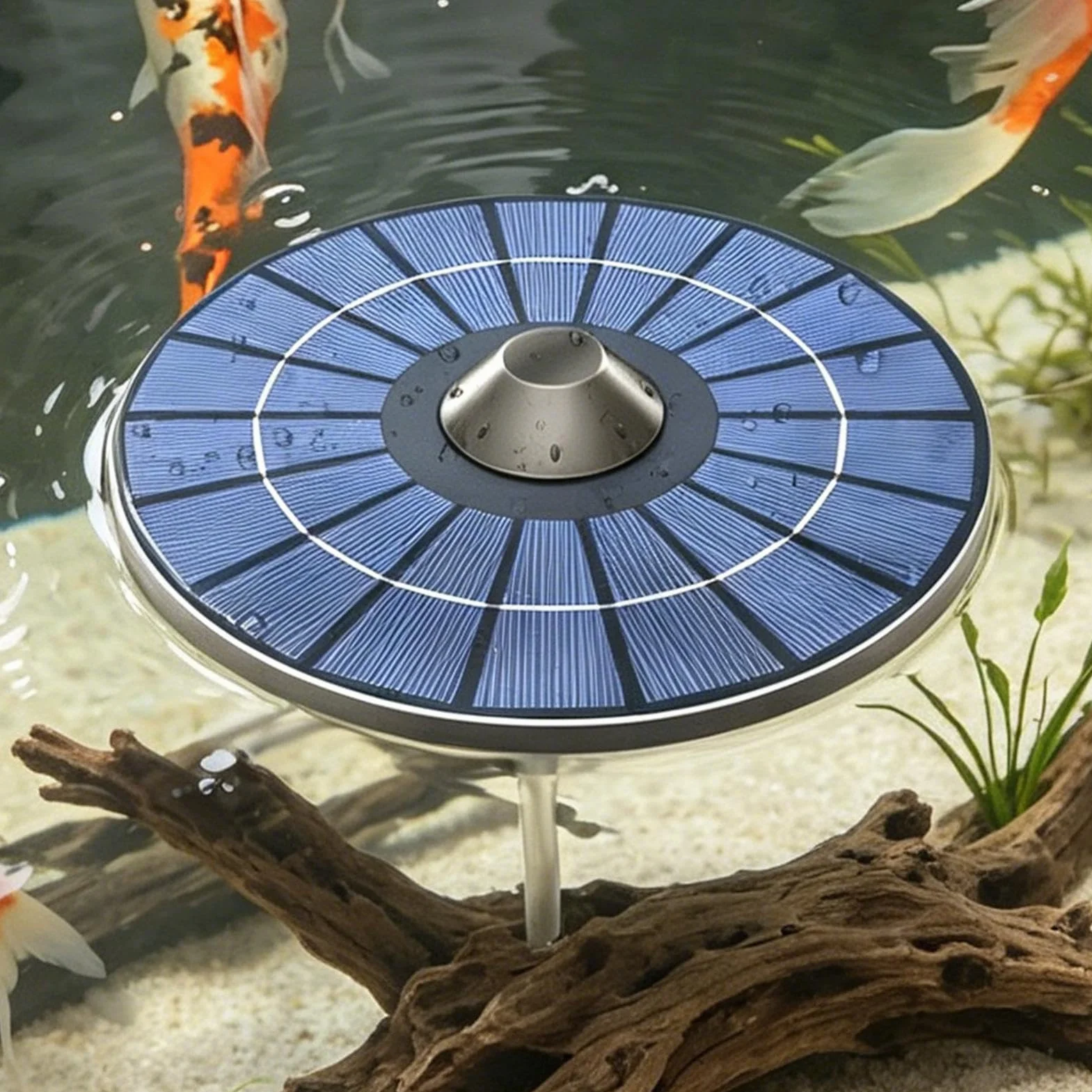 Aérateur de Bassin Solaire 2,5 W Pompe à Air Silencieuse avec Pierre à Bulles Kit Flottant