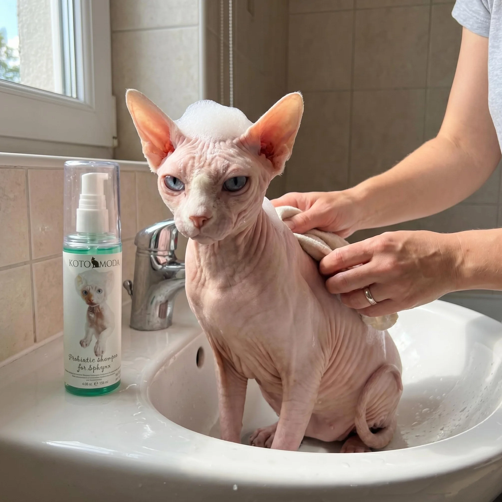 Shampooing Probiotique pour Chats Sphynx 120 ml Nettoyant Doux pH équilibré Peaux Sensibles