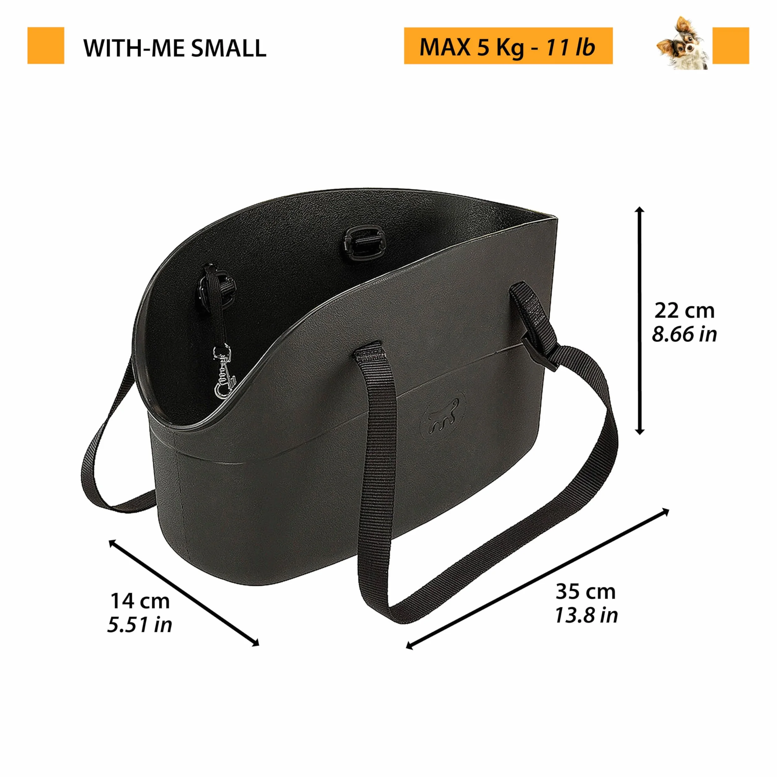 Ferplast Sac pour chiens WITH-ME SMALL caoutchouc EVA poignées réglables ceinture de sécurité 14 x 35 x h 22 cm Taupe