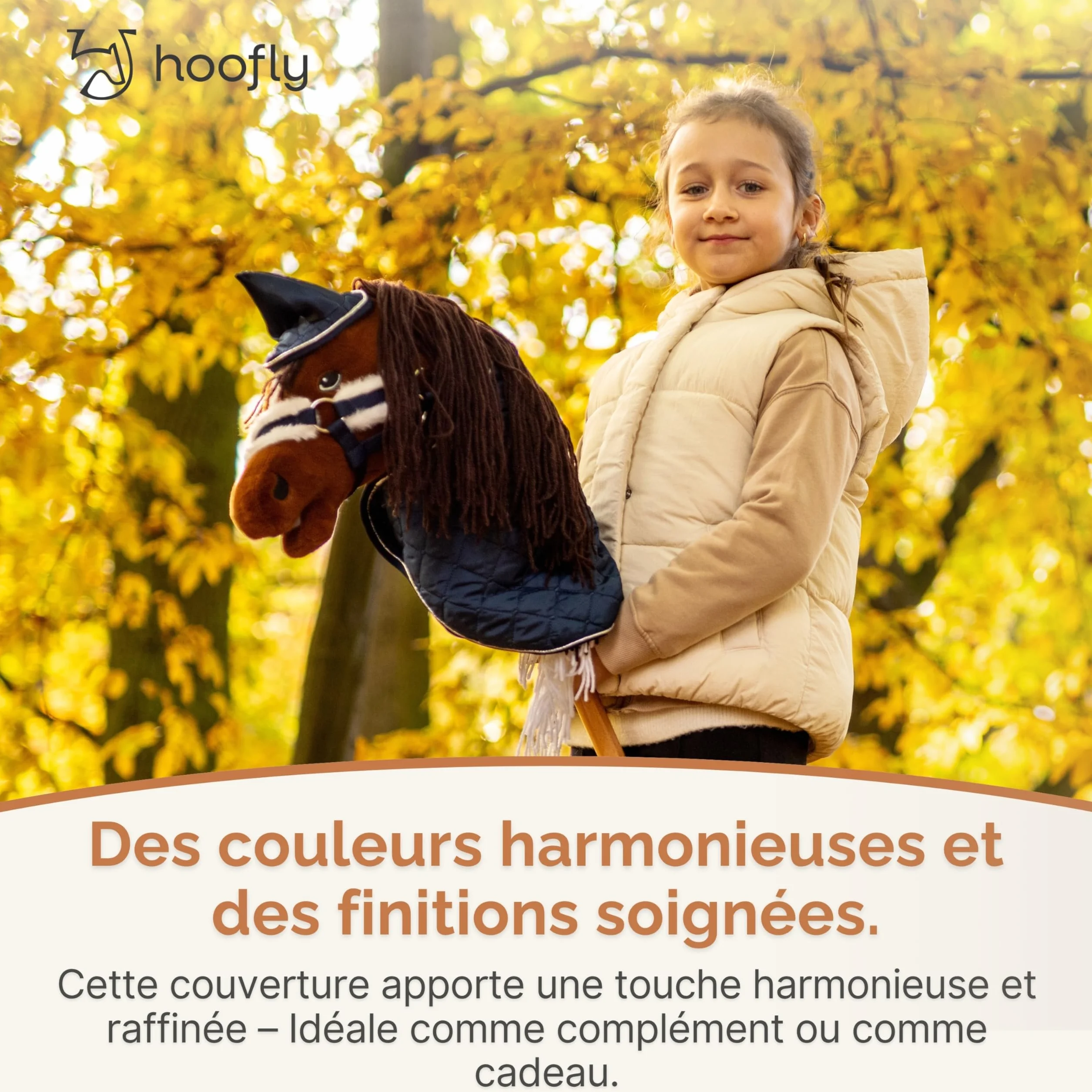 Couverture Hobby Horse bleue douce résistante certifiée TÜV pour jeu entretien entraînement