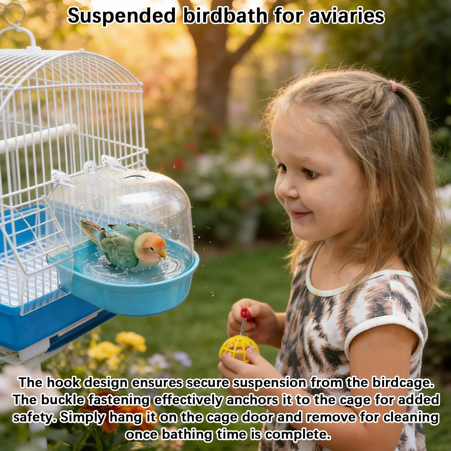 Baignoire pour Perroquet, Cage en Plastique Suspendu, Accessoires pour Oiseaux