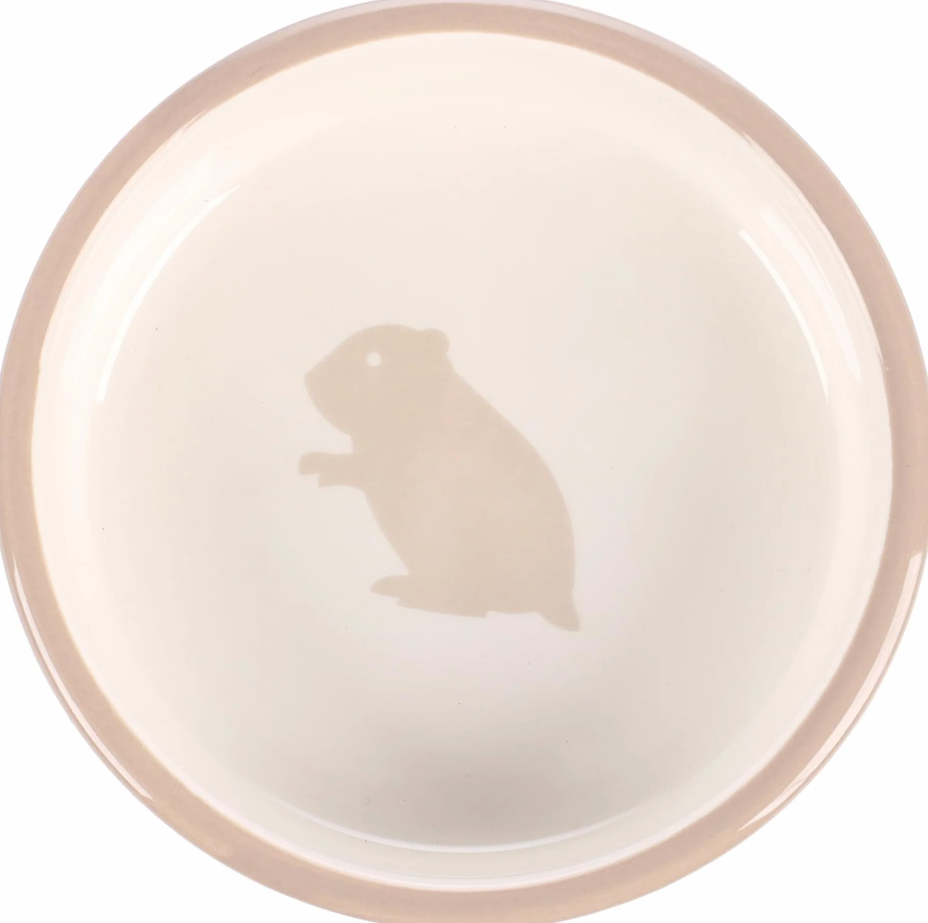 Mylo Ceramique Gamelle Nourriture Hamster Rond Beige-Blanc 100ML 8,5x3CM