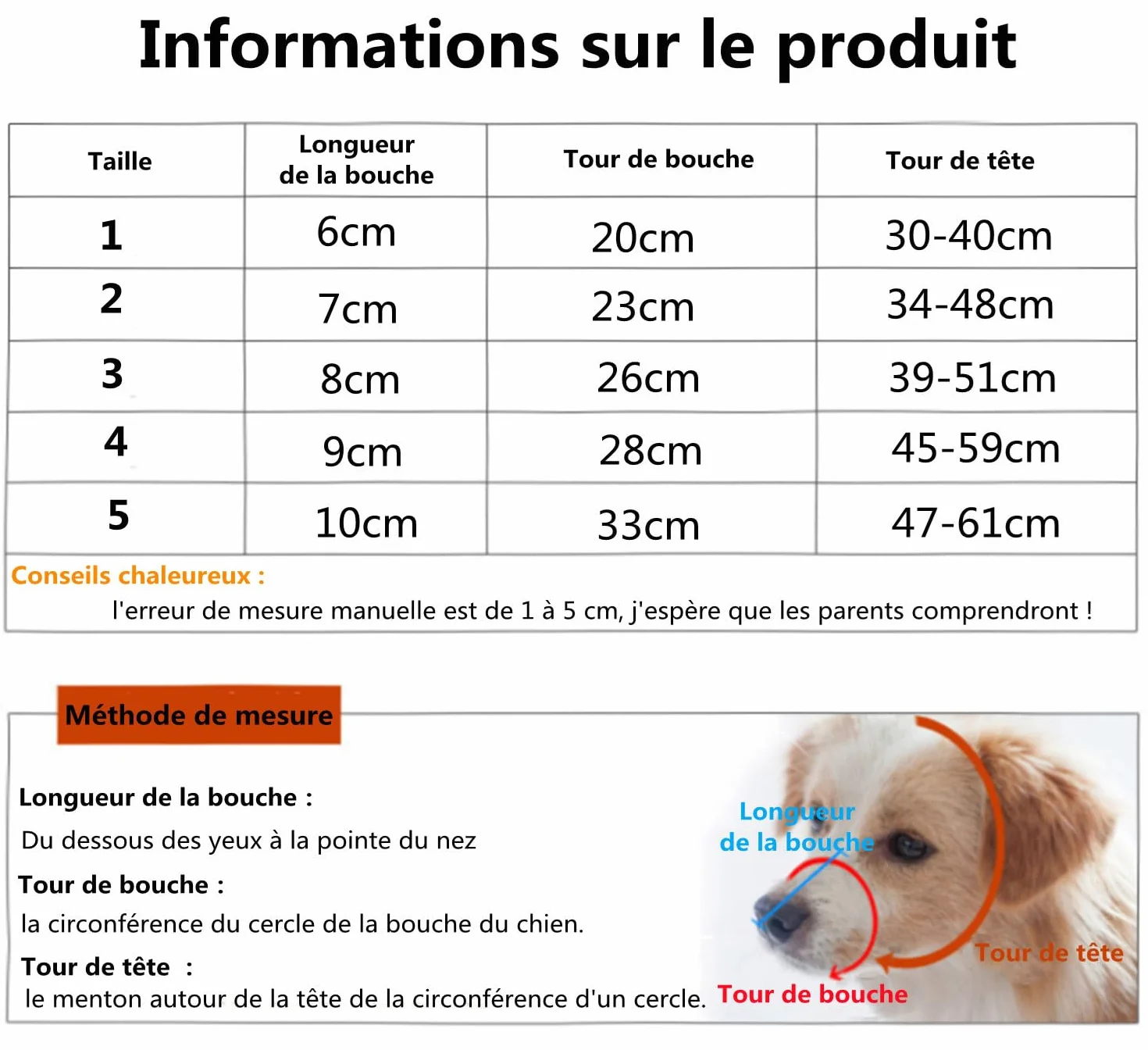 LATRAT Muselière pour Chien, Empêche Les Morsures, Museau d'Entraînement Respirant pour Petits,Moyens Et Grands Chiens, Taille 3
