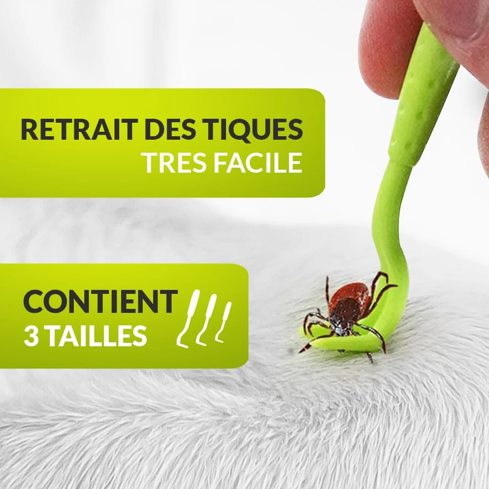 Lot de 3 Tire Tiques pour Chien et Chat – 3 Tailles