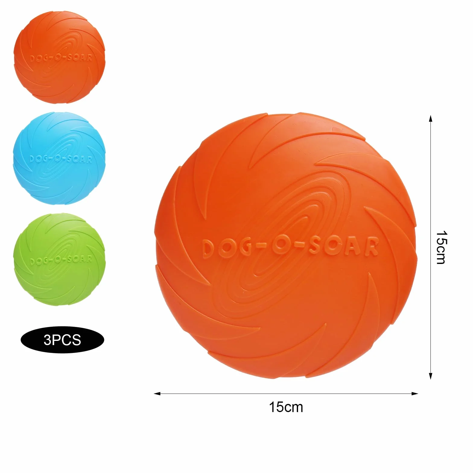 TNSLAND Frisbee Lot de 3 en Caoutchouc Naturel pour Chien 15 cm, Dog Disc