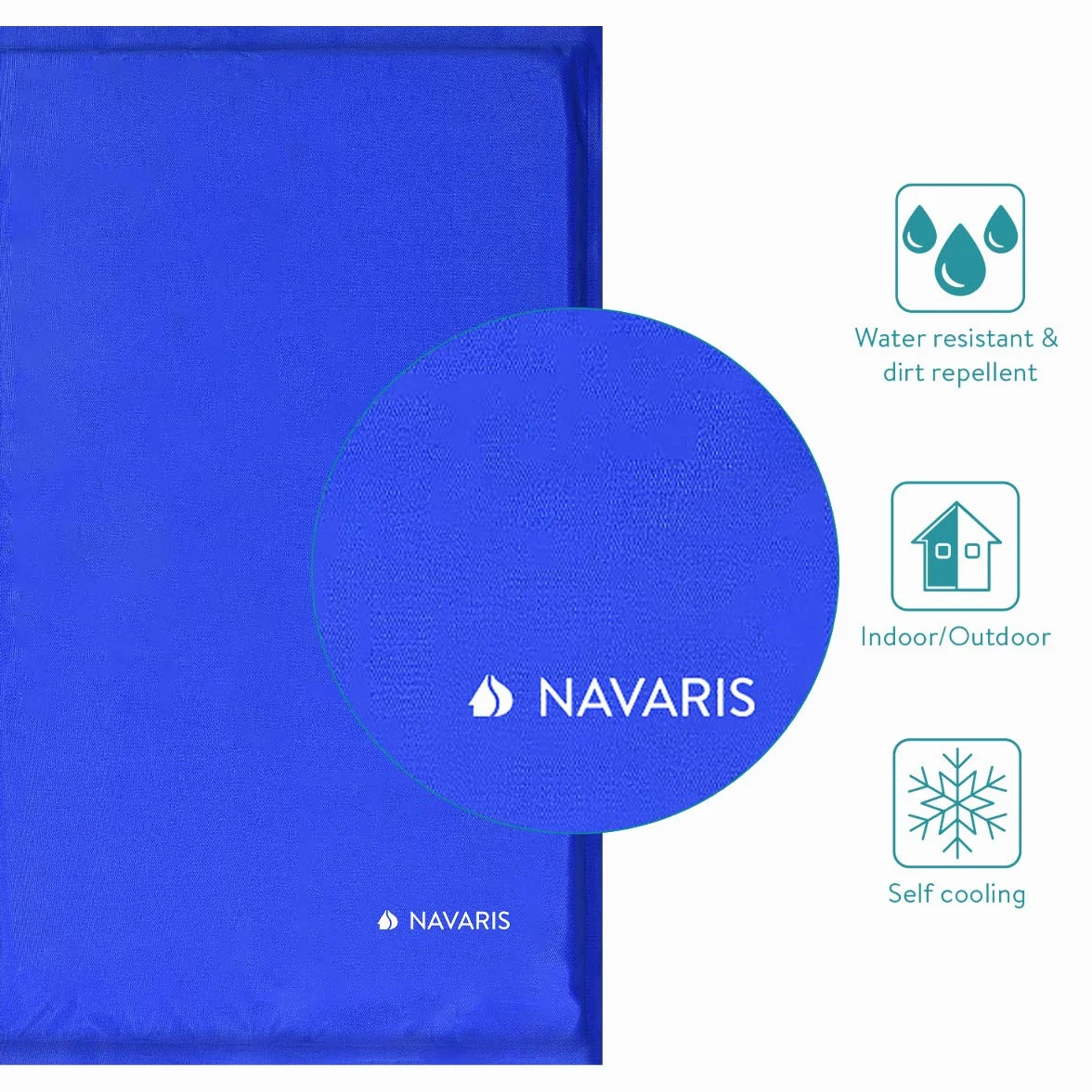 Navaris Tapis rafraîchissant Chien et Chat - Coussin 40x50 cm contrôle température Corps - Matelas Bleu foncé Refroidissement Chien Petit ou Moyen