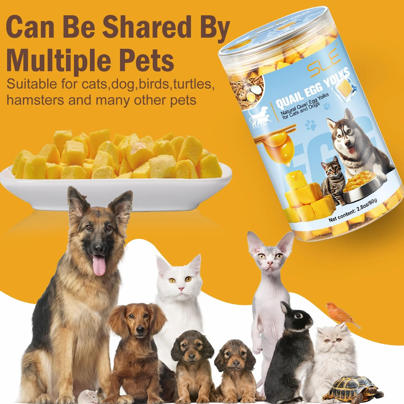 Friandises lyophilisées au Jaune d'œuf de Caille pour Chiens et Chats, Naturel