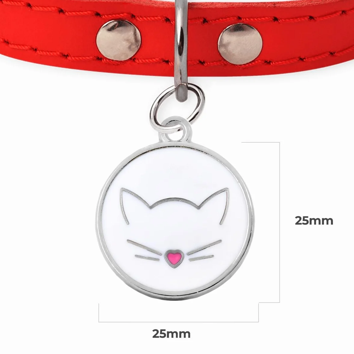 Médaille Chat Personnalisée Avec Gravure Pour Tous Les Âges - En Forme de Tête de Chat (Blanc)