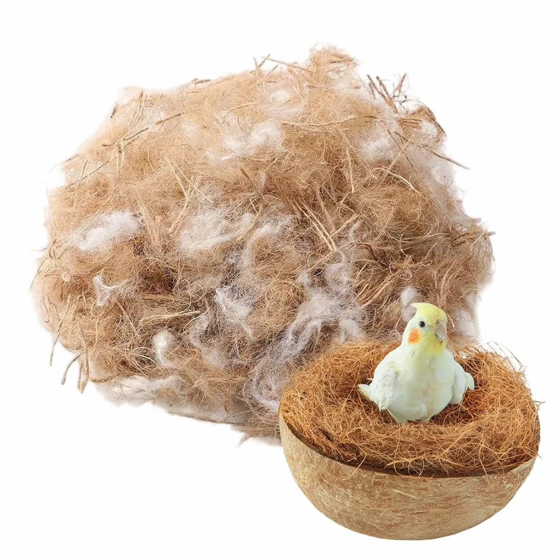 Matériau Naturel pour Nidification d'Oiseaux, Mélange Paille Jute Soie Coton, 40g