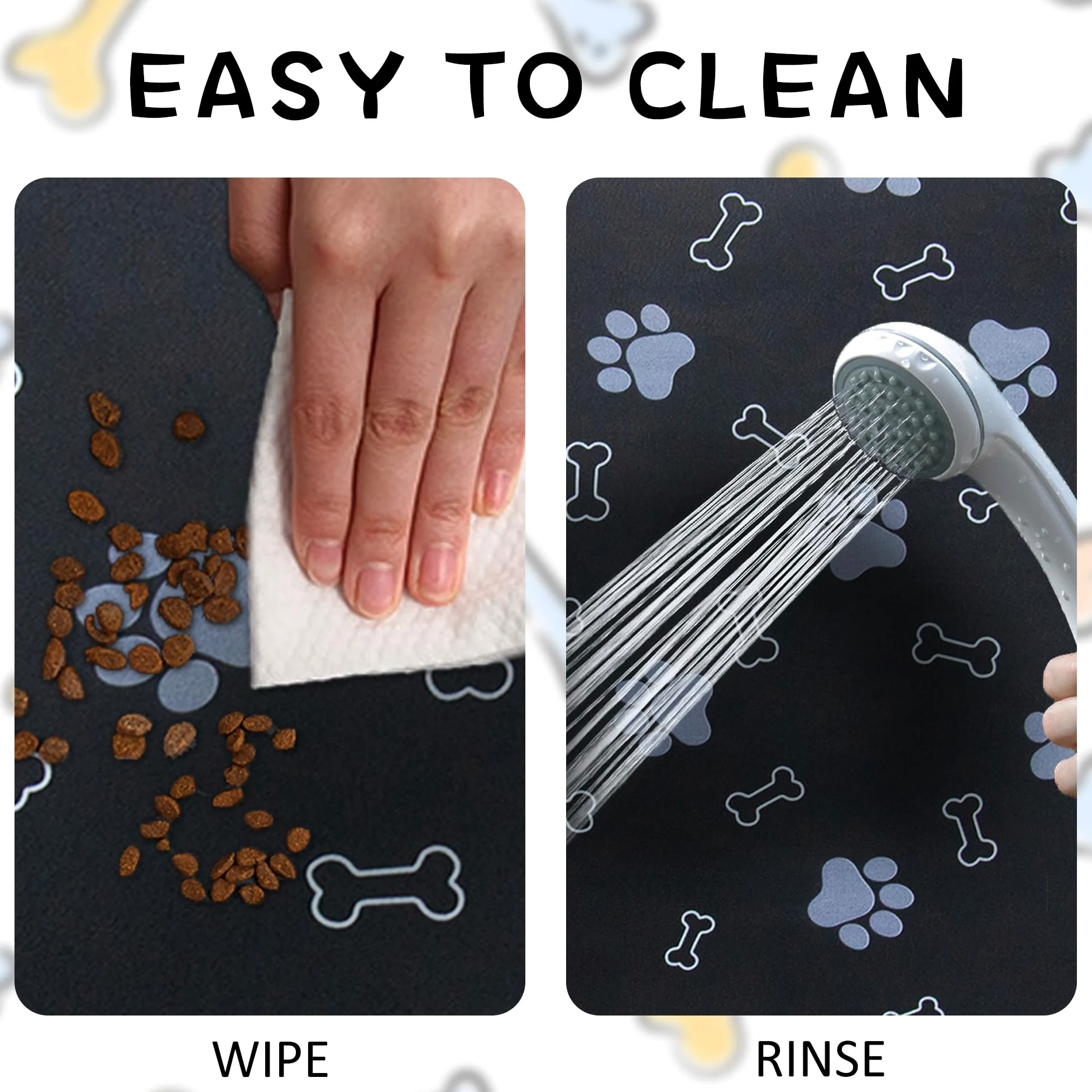 Tapis de nourriture antidérapant pour chien et chat - Séchage rapide - Absorbant - 46 x 30 cm - Rouge