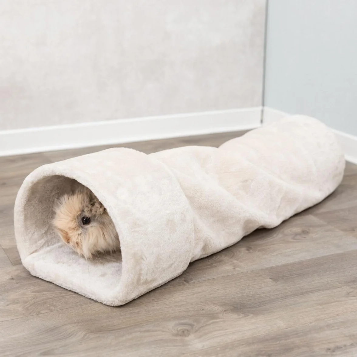 Trixie Tunnel Douillet pour Lapins/Petits Rongeurs Peluche Beige 27 × 21 × 80 cm
