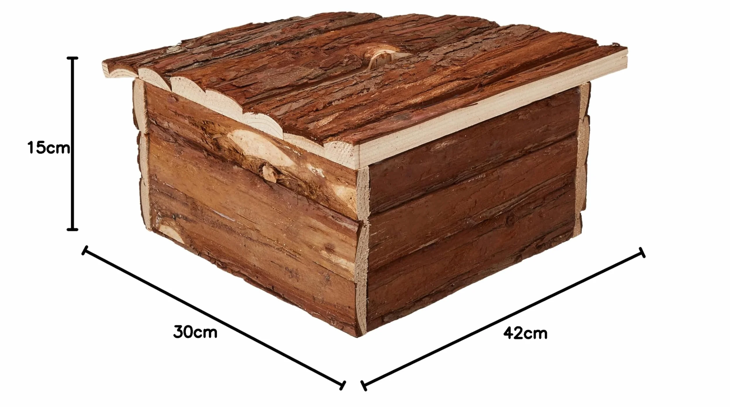 CROCI Maison Hamster Russe - Accessoire de Cage pour Rongeurs - Jouet Idéal pour Lapin Nain, Cochon d'Inde, Rat, Gerbille Rongeur, Porc-épic et Petites Tortues en Bois Naturel, 42x15x30 cm