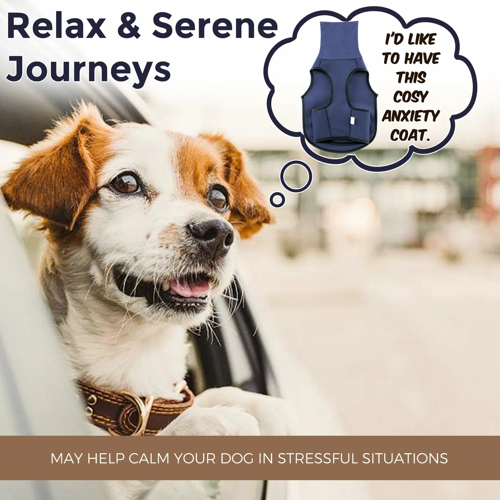 Dotoner Gilet Relaxant 2 en 1 pour Chiens, Manteau Anti-anxiété avec Snood et Bandes Réfléchissantes