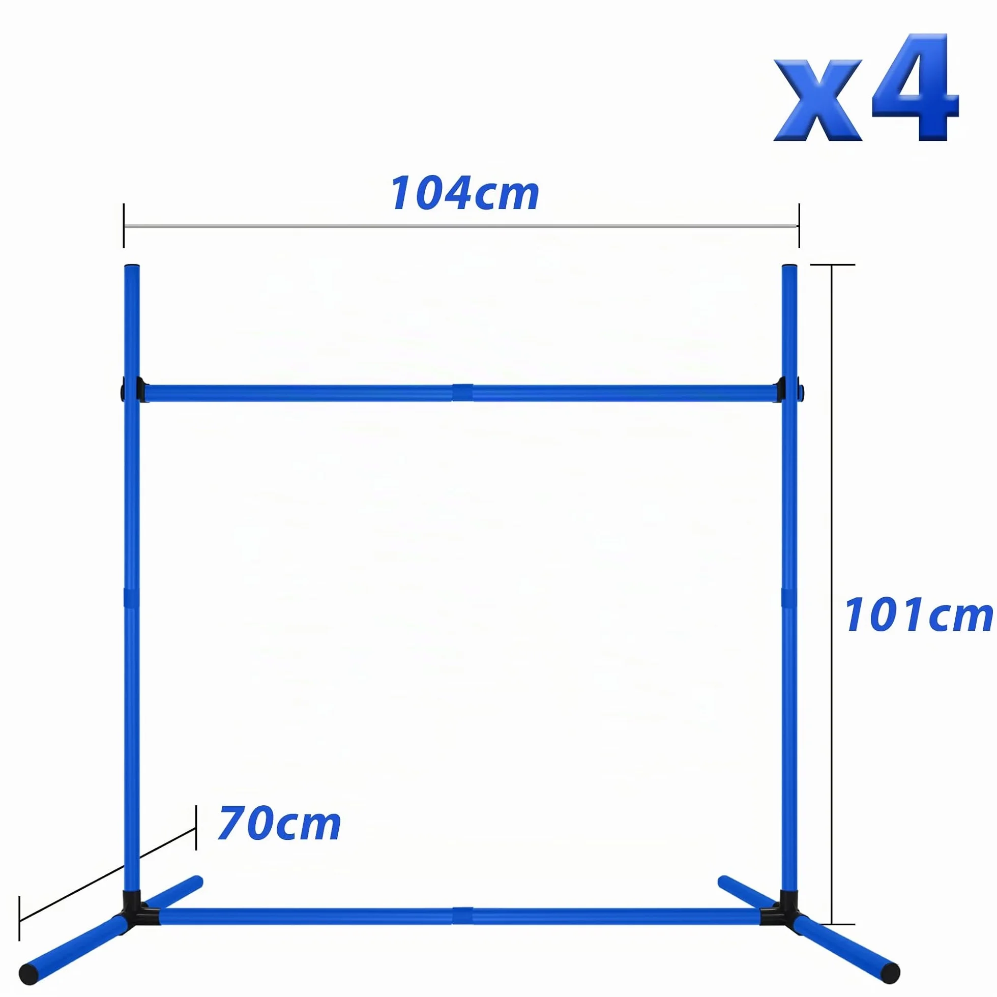 Ensemble d'obstacles d'agilité pour chien, set de 4 tiges de slalom, hauteur réglable, plastique, bleu