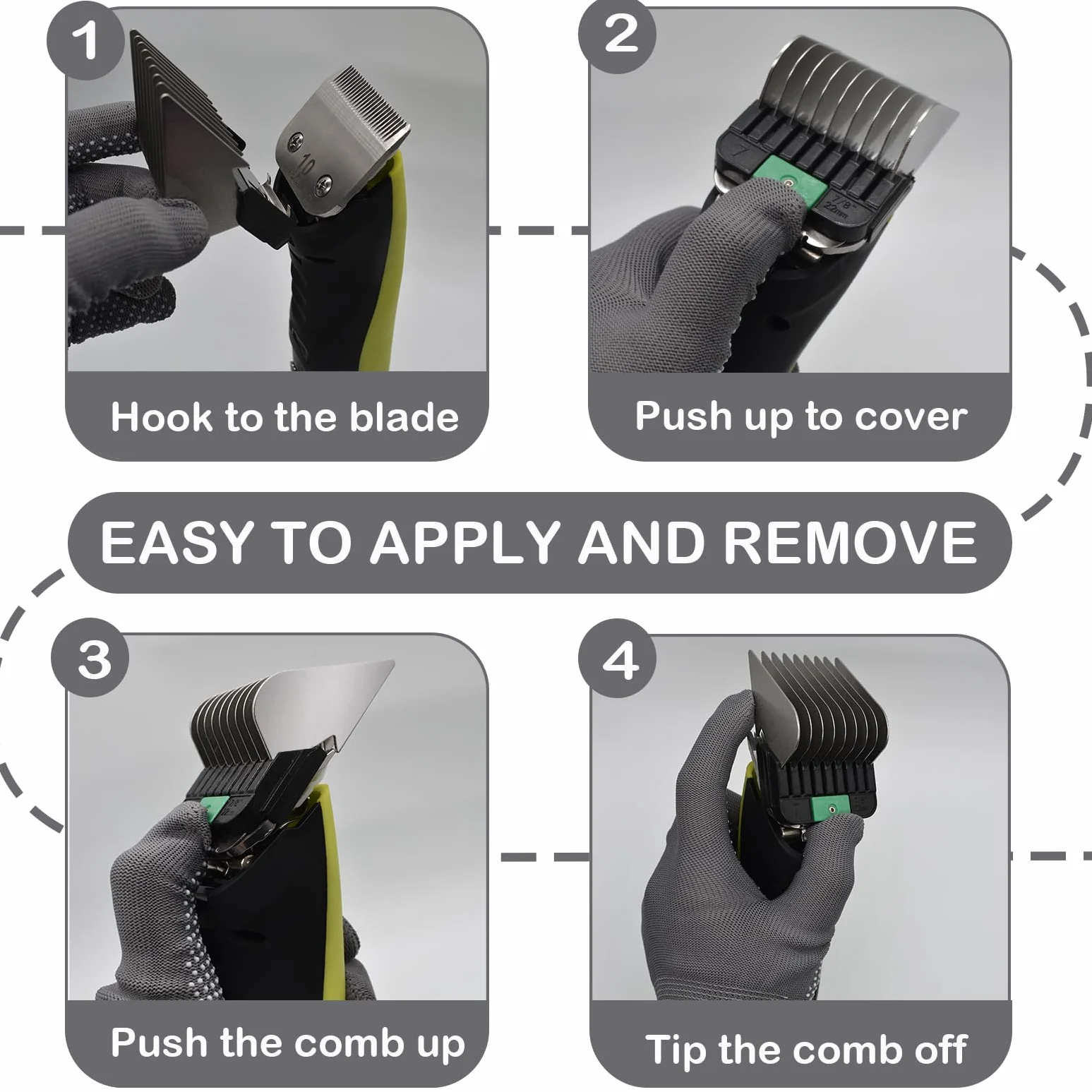 Peignes Guides Professionnels en Acier Inoxydable Type A5 Compatibles Wahl KM2/5/10 Andis AG/BG Oster A5/A6 3-25mm