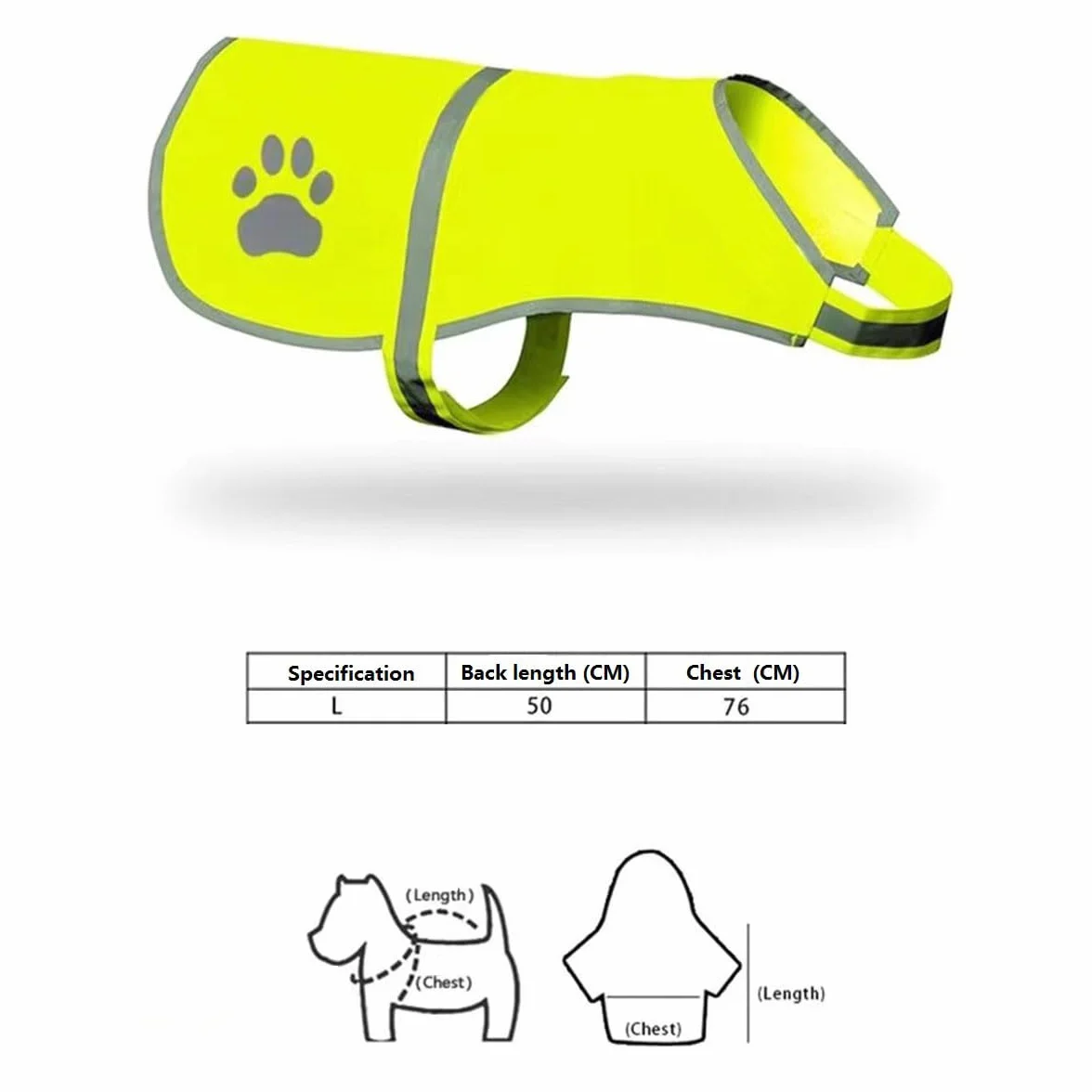 Gilet Réfléchissant pour Chien, Harnais de Sécurité, Veste Haute Visibilité, Taille L