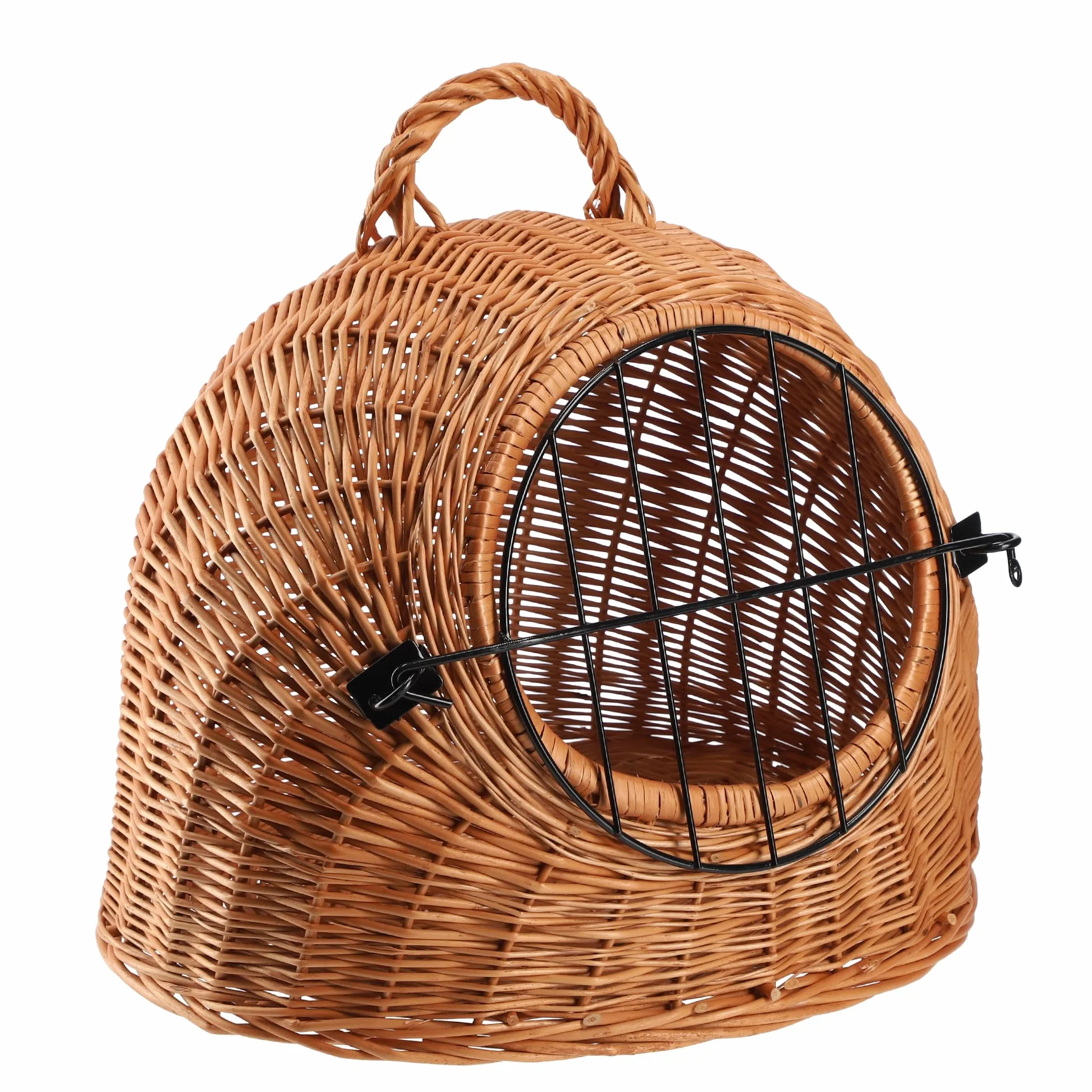 KADAX Panier de Transport pour Animaux en Osier avec Poignée et Fermeture - Chat et Animaux de Compagnie (35 x 40 cm)