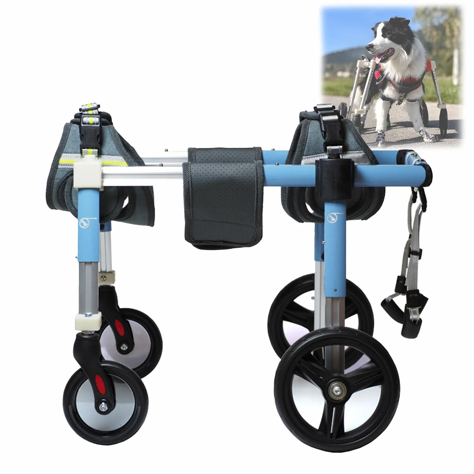 Fauteuil Roulant Pour Chien 4 Roues Attelle Marcheur Handicapé Aide Marche Animaux XL Bleu