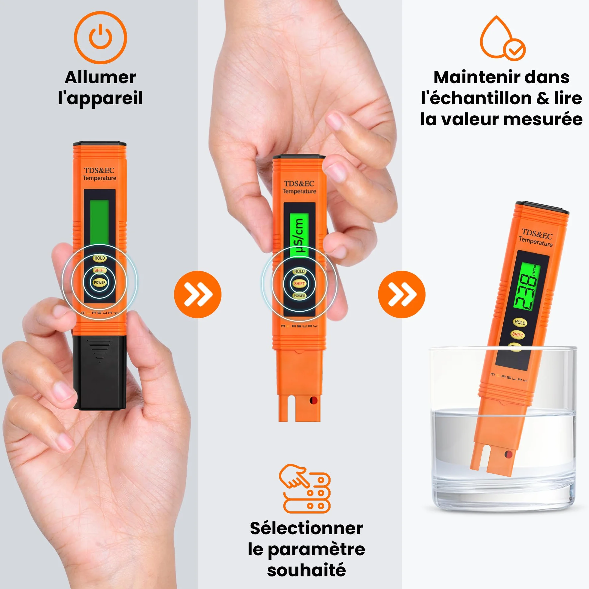 Measury Testeur TDS EC Conductimetre Eau Aquarium Piscine Potable