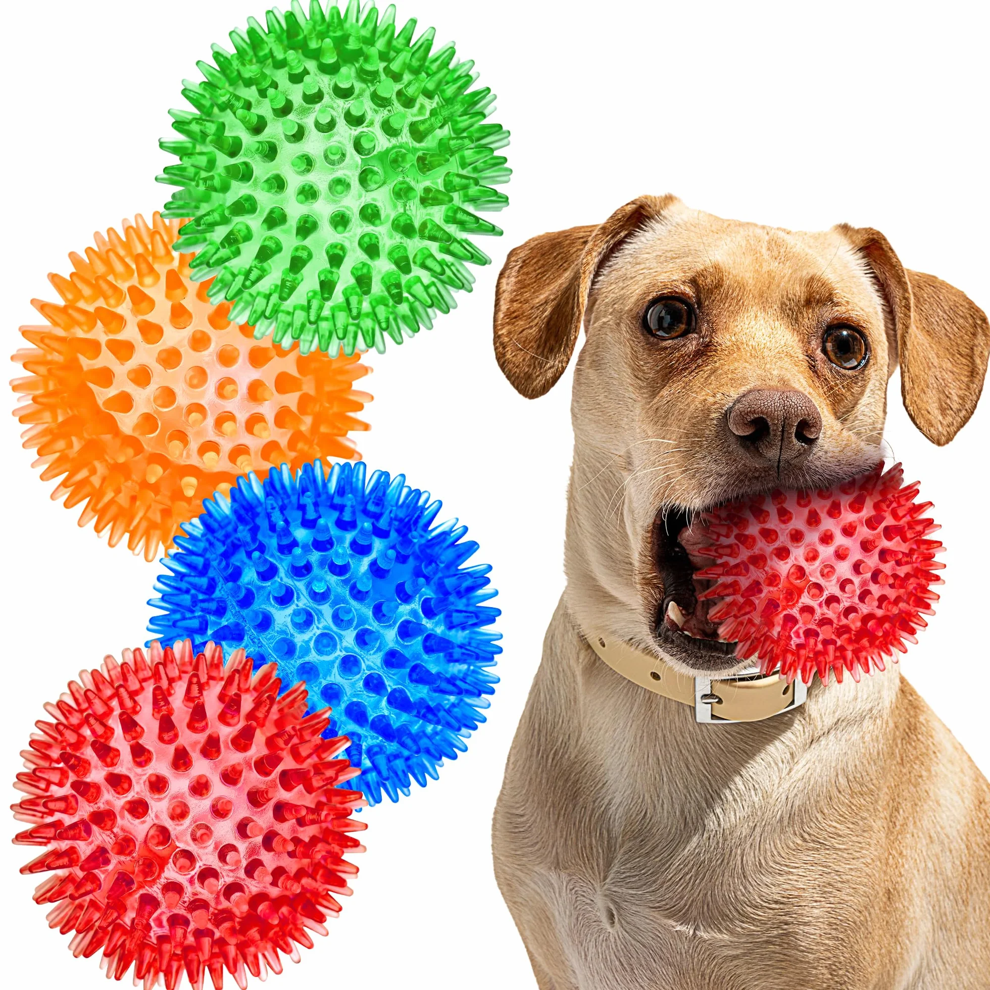 SHARLOVY Balles couineuses 7,6 cm pour Petits Chiens, 4 Couleurs, Jouets à mâcher durables pour Dentition