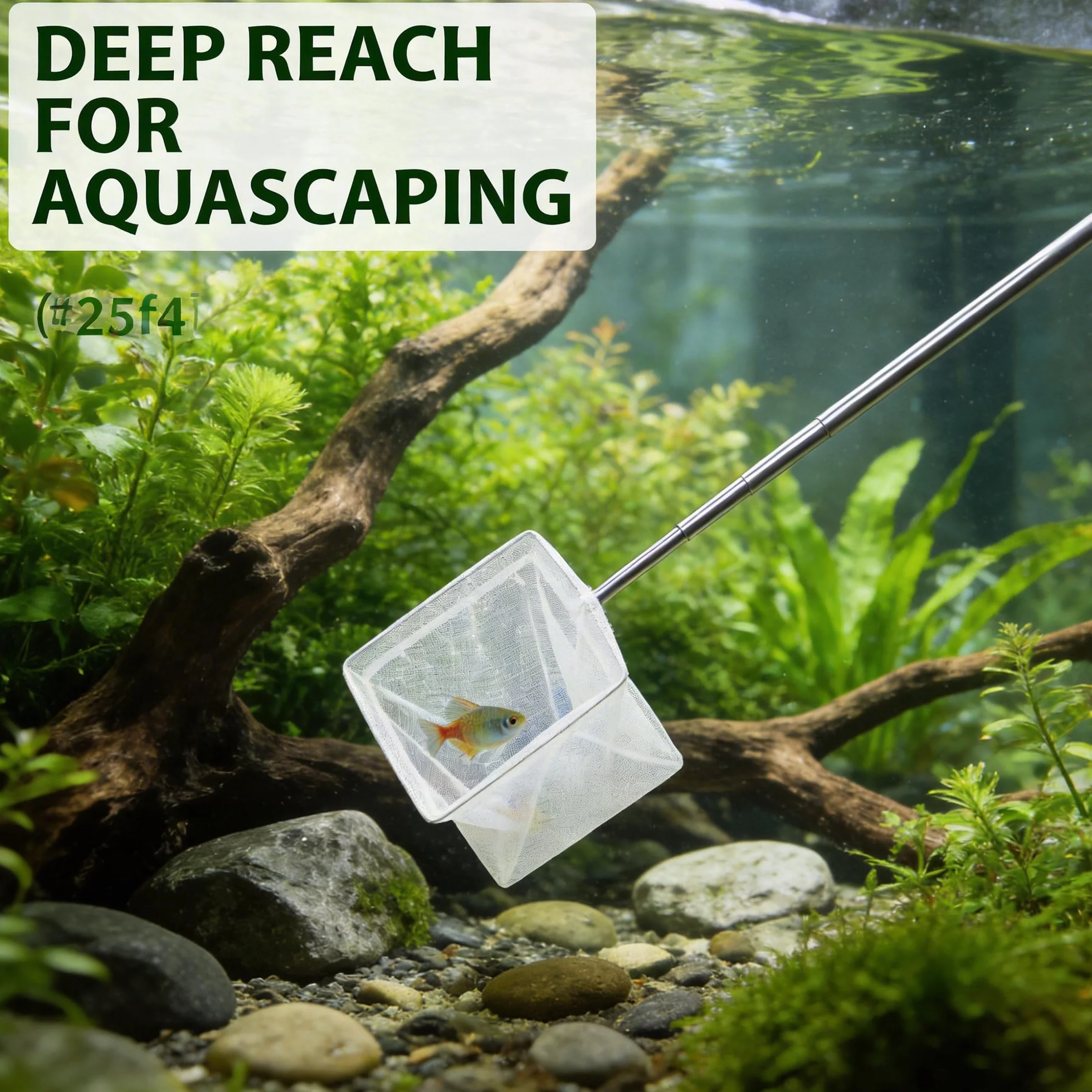 Paquet de 2 Filets de Pêche Extensibles pour Aquarium, Cadre Carré Blanc, Manche en Acier Inoxydable Réglable 13,5cm-39cm