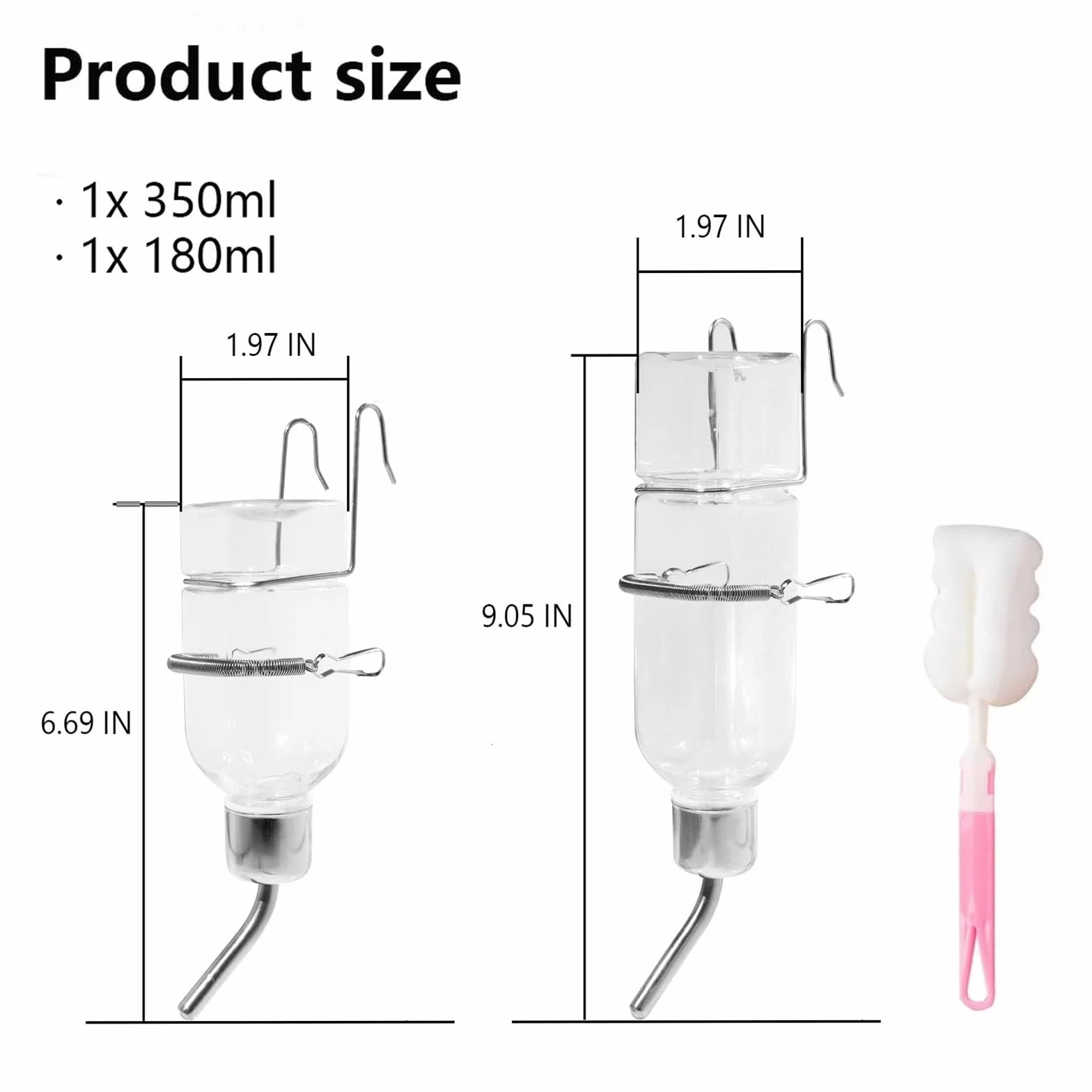 Abreuvoir Lapin avec Support 180Ml+350Ml pour Cage Rongeurs Chinchilla Écureuil