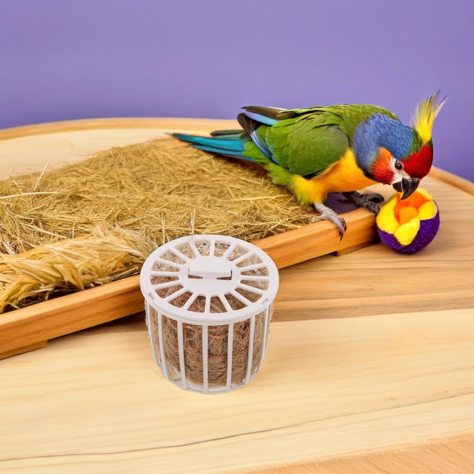 BESPORTBLE Nid de Reproduction Naturel en Jute avec Panier de Rangement pour Canaris Perruches et Pinsons