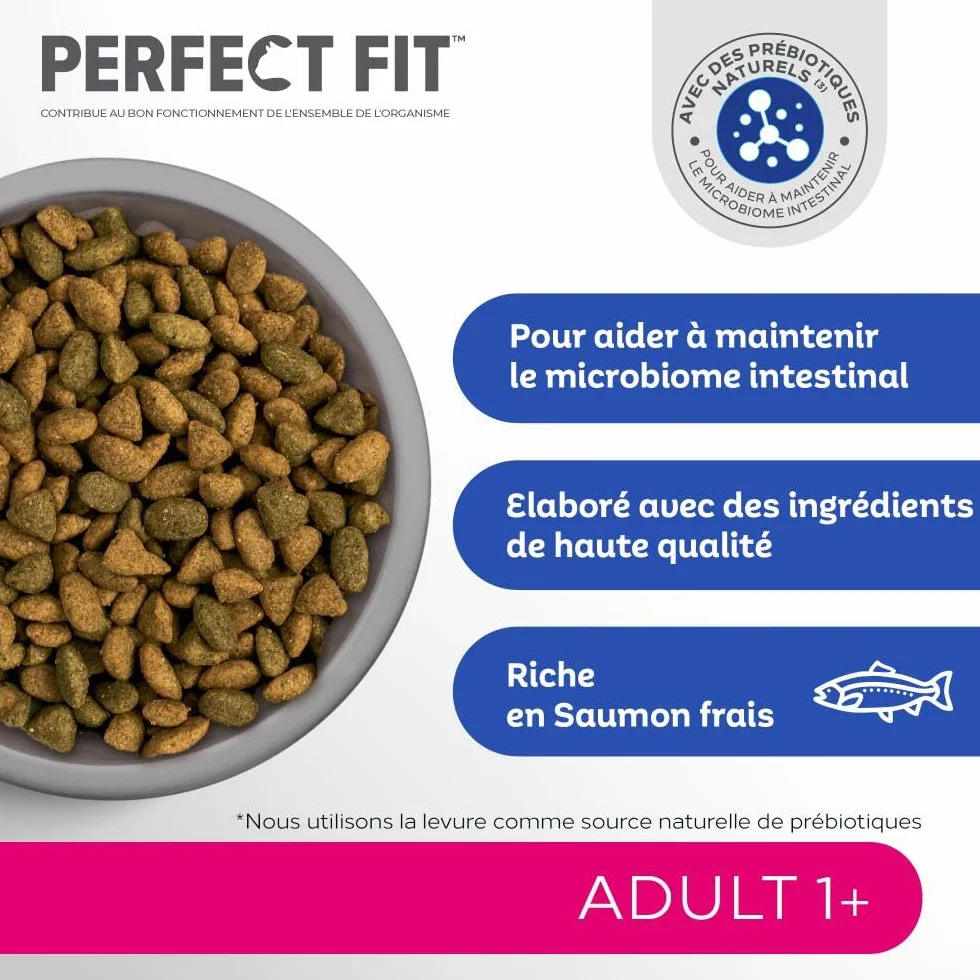PERFECT FIT Adulte 1+ Croquettes chat stérilisé Saumon 1,4 kg Lot de 5