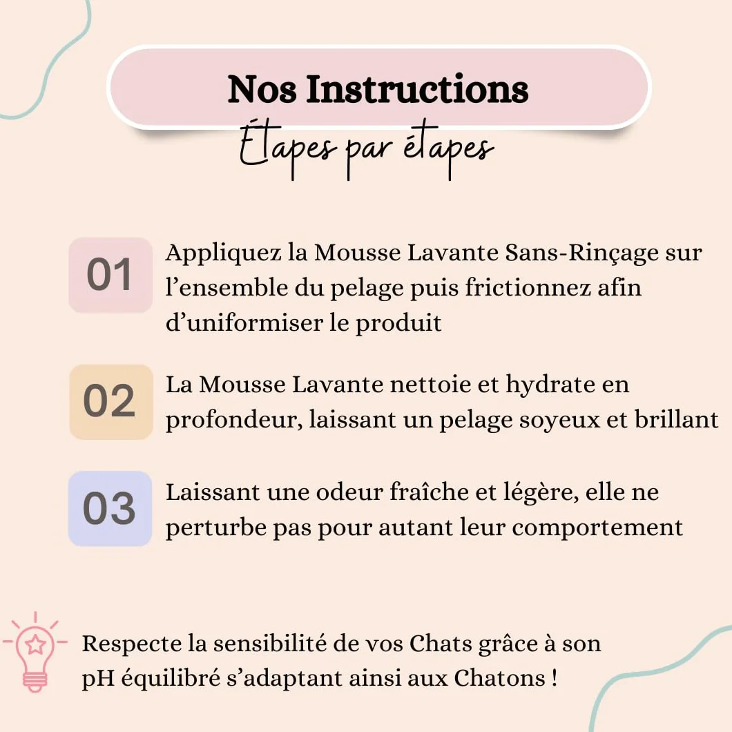 Shampoing à Sec sans rinçage Mousse lavante Naturelle Végétale Chats Chatons Peaux Sensibles Eau de Lavande Bio Aloe Vera Bio Français