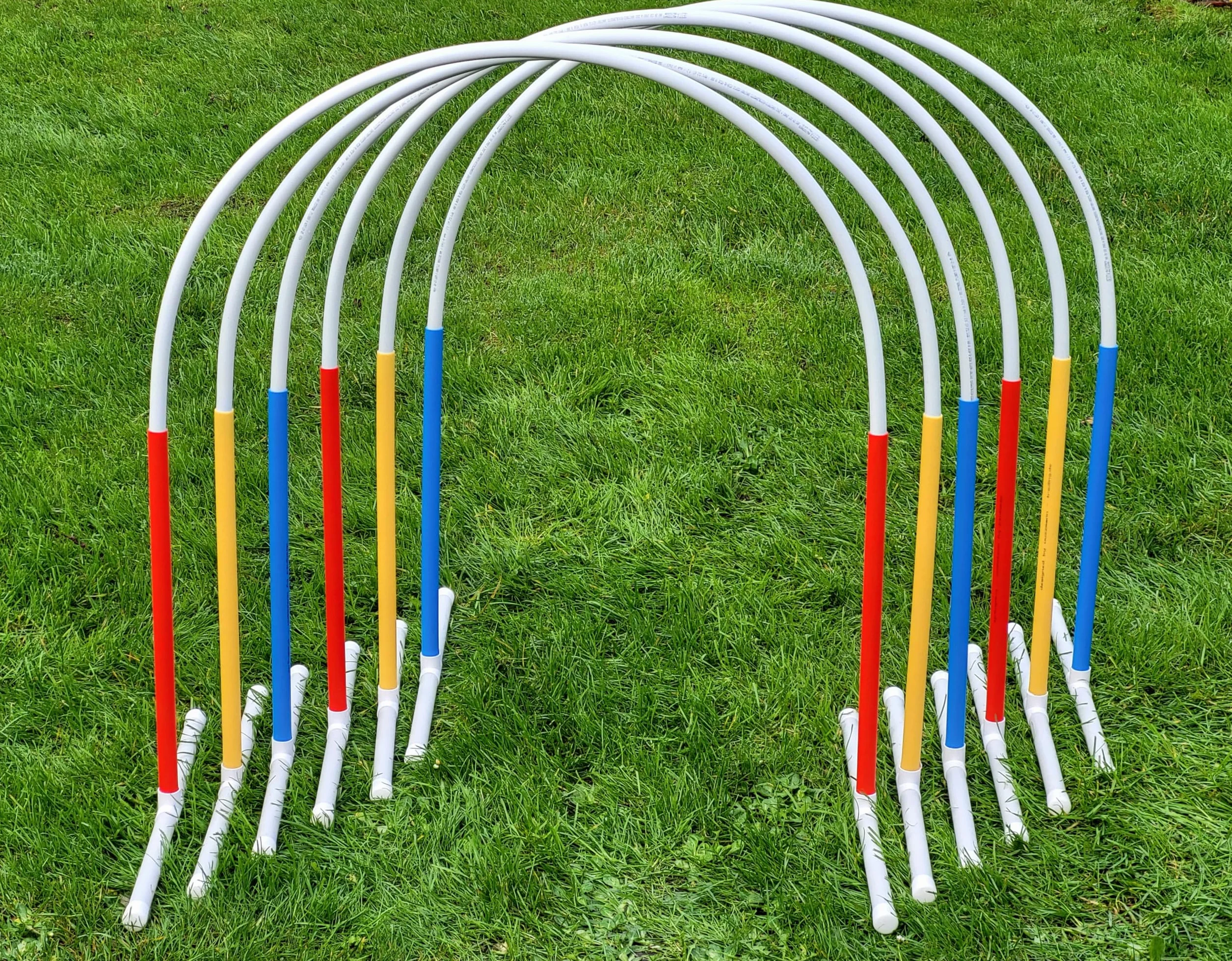 Fun-Hoopers 6 arcs Hoopers avec support rouge jaune bleu
