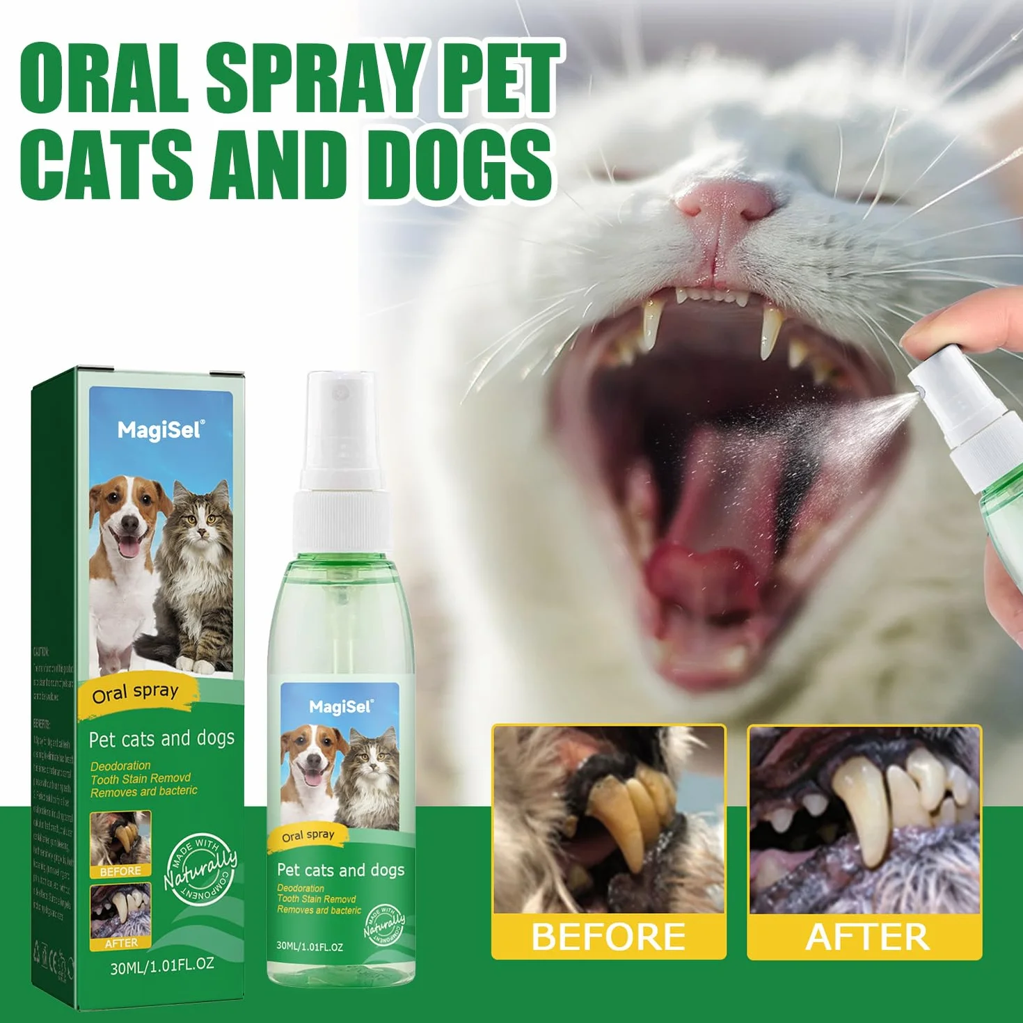 Dentifrice Chien Chats Spray Dentaire Soins Dentaires Sans Rinçage Élimine Plaque Haleine Fraîche 30ml