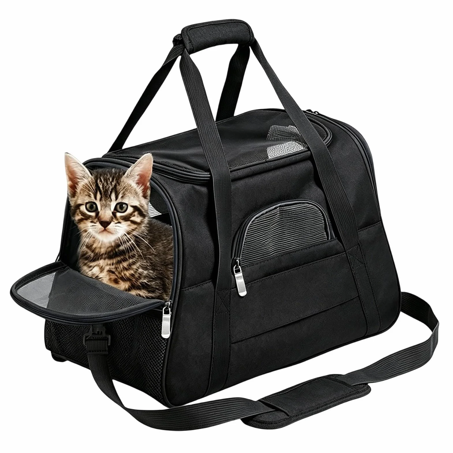 Cage de transport légère pour chat - Pour la randonnée et le camping - Sac ergonomique souple avec poignées pour chats, chatons et petits chiens