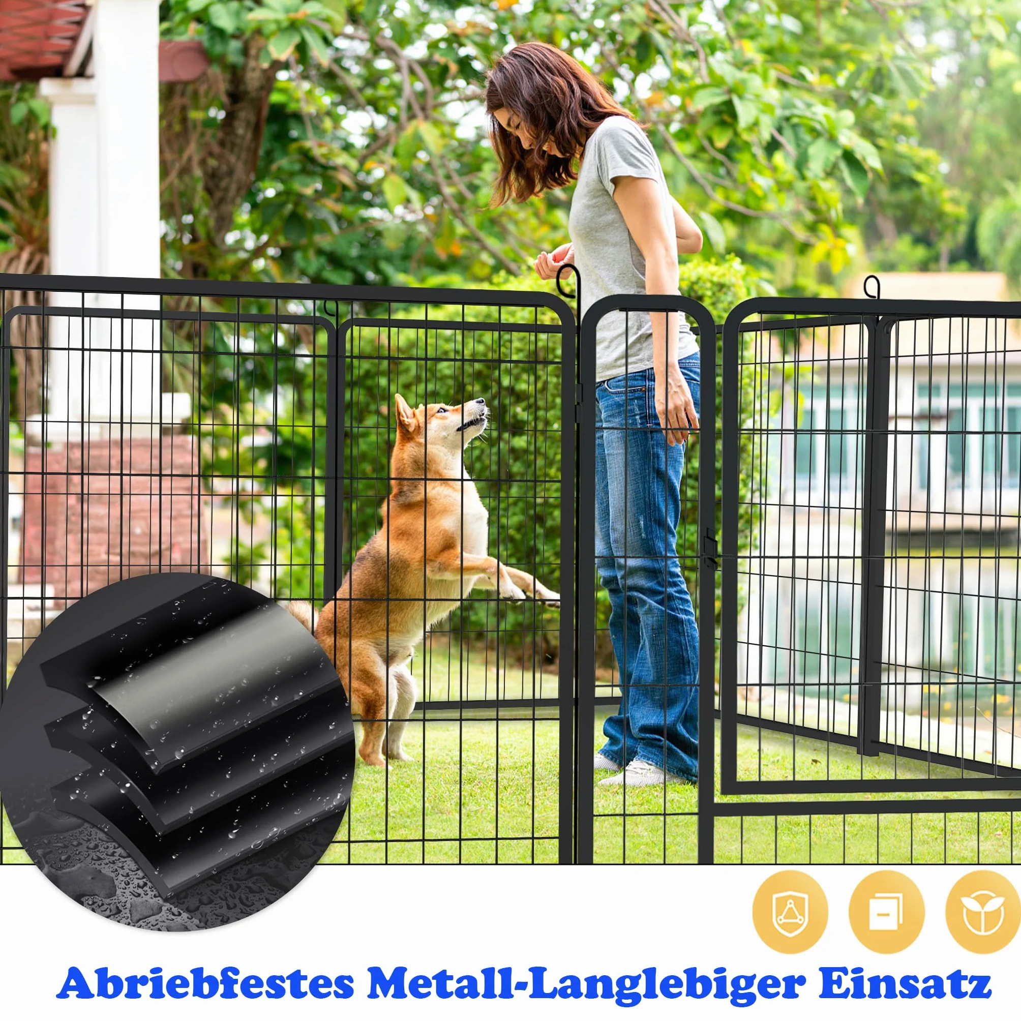 YUENFONG Enclos pour Chiots 80cm Hauteur XL 528x65x80cm avec Porte