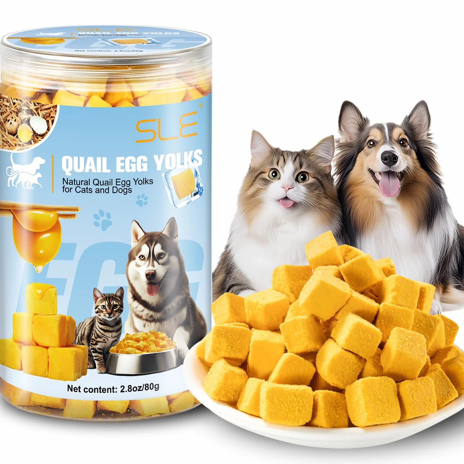 Friandises lyophilisées au Jaune d'œuf de Caille pour Chiens et Chats, Naturel