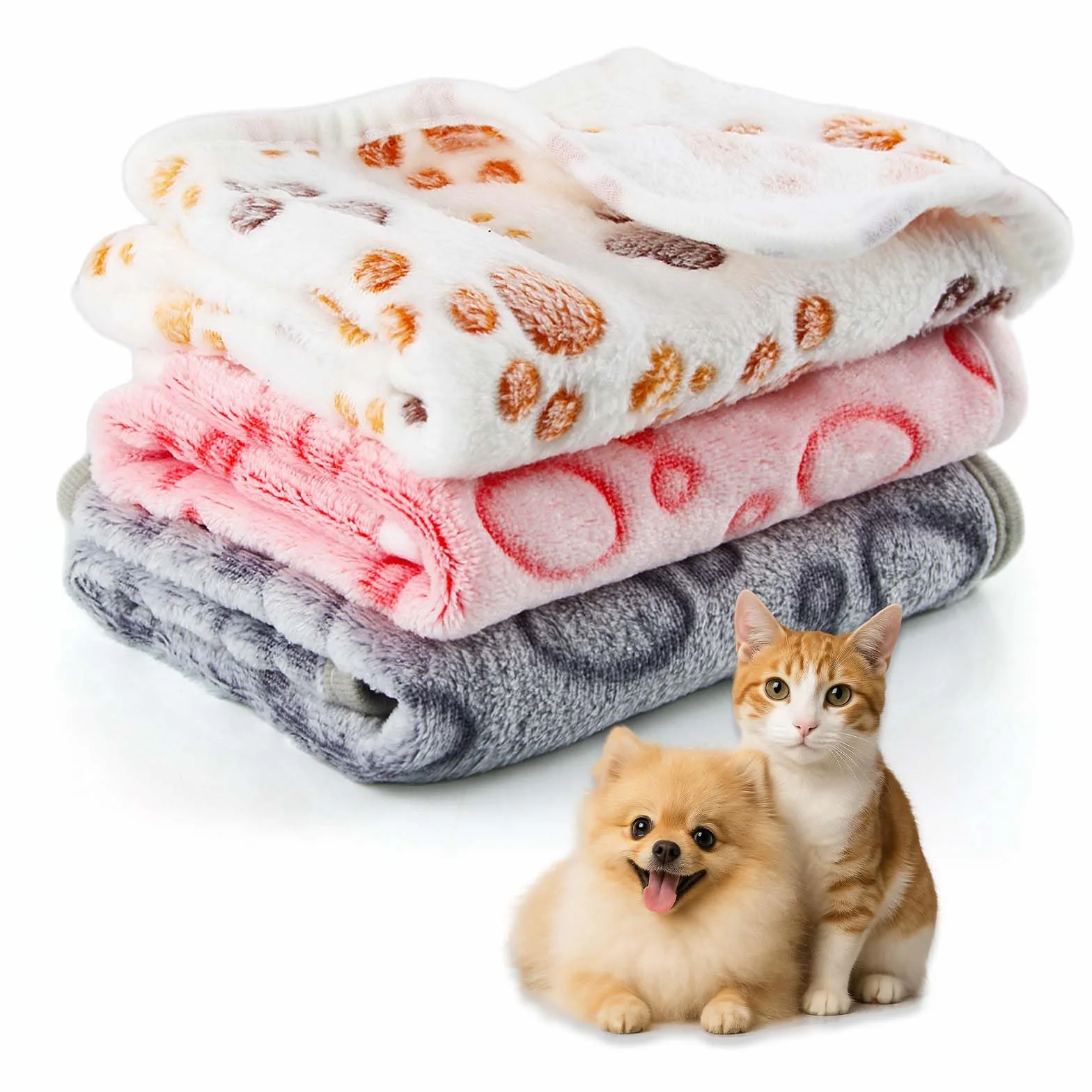 Lot de 3 couvertures en peluche douce pour chiens et chats, lavable 60 x 40 cm