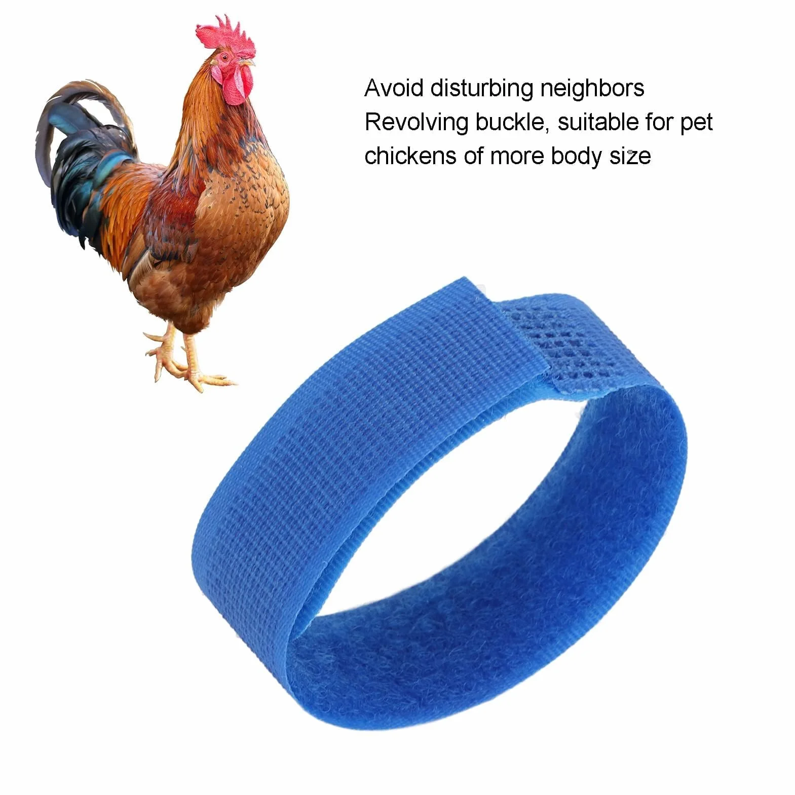 Agatige 10 Collier de Coq Réglable pour Poules, Anti-Crochets et Anti-Bruit, Bleu