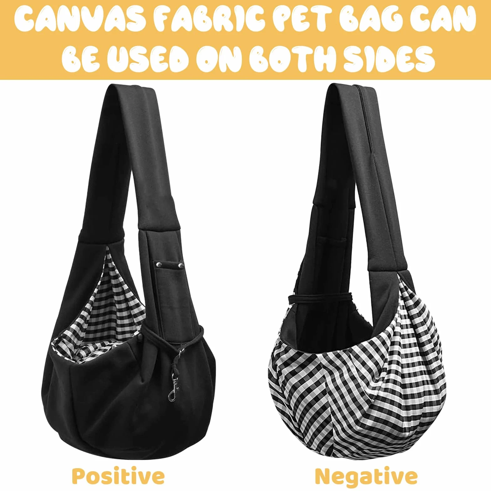 TYXHXTF Sac de Transport pour Chien Chat, Réglable Sac à Bandoulière Mains Libres Petit Chien, Portable Bandoulière pour Animal de Compagnie avec médaille, pour l'extérieur, Les Voyages, Marche（Noir）
