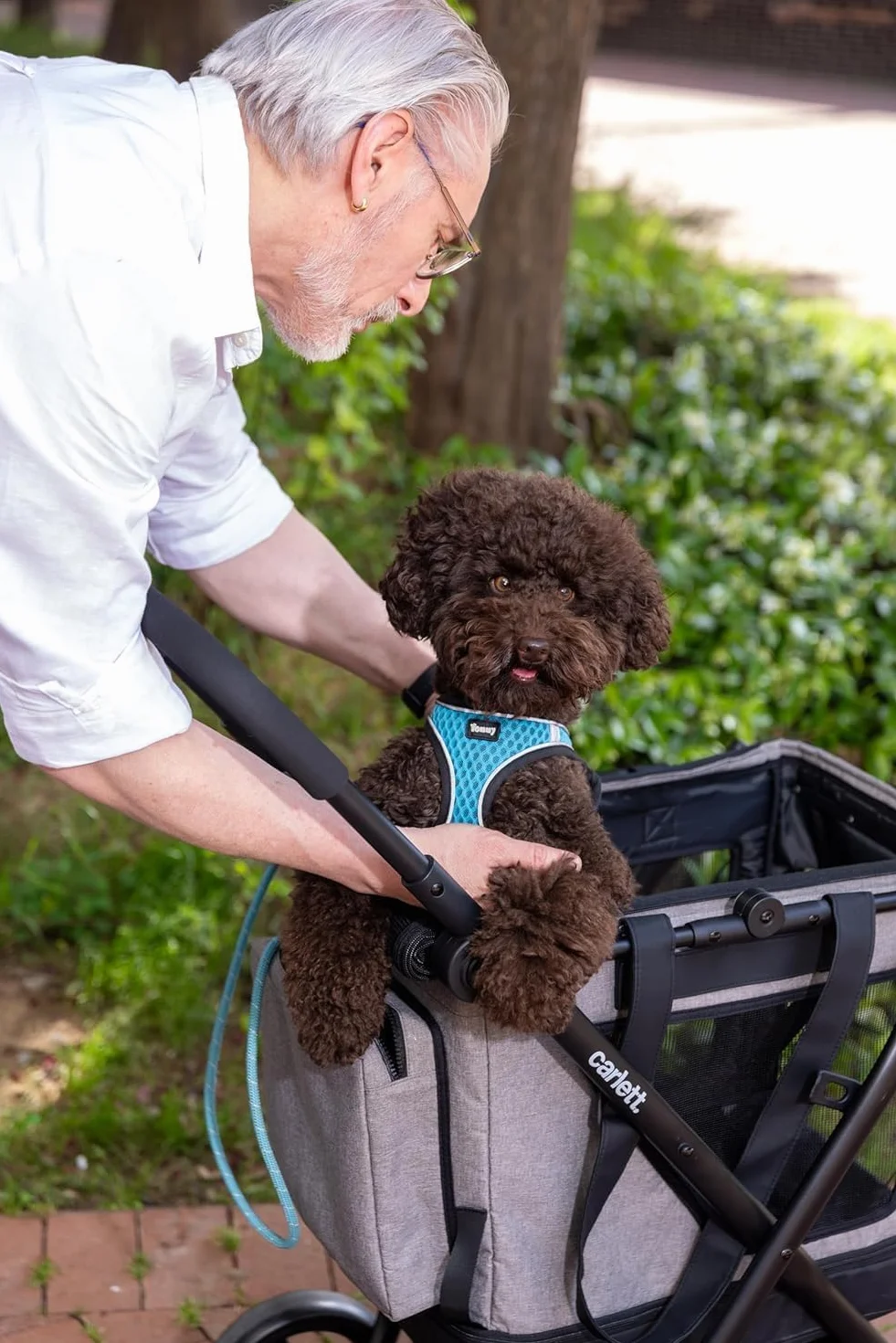 Carlett Chariot pour Animaux 3 en 1, Roues Pivotantes 360°, Résistant à l'Eau, Transporteur Compatible Siège Auto