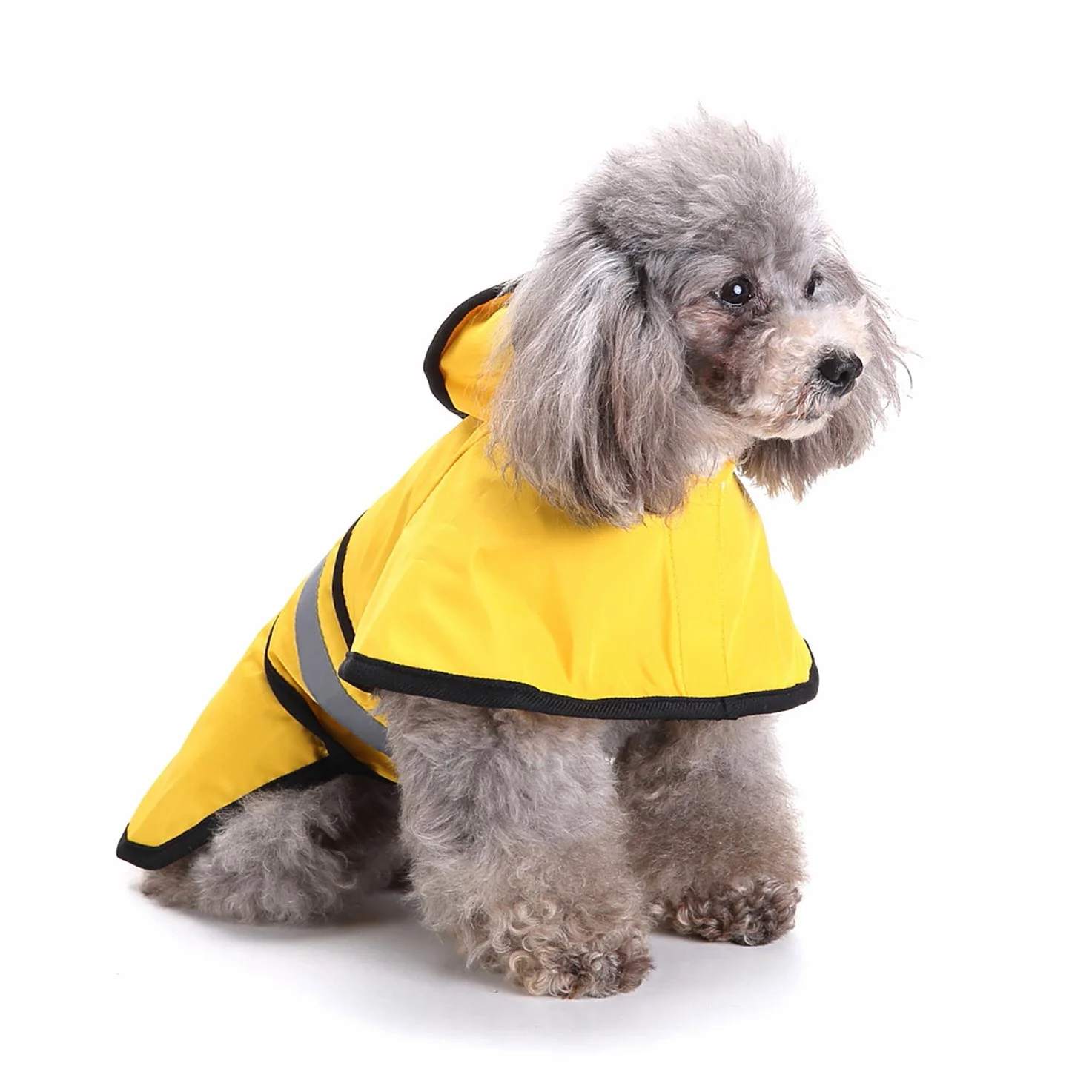 smalllee_lucky_store réfléchissante Manteau Chien Pluie avec Capuche Manteau imperméable avec Trou de Laisse légère réglable Poncho pour Petite Moyenne et Grande Taille Chiens,Jaune,M