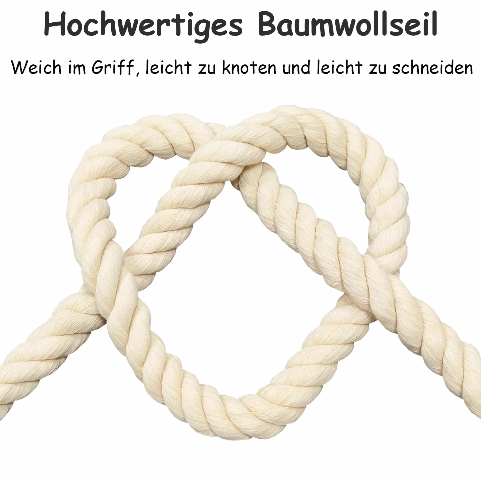 FOSER Corde en coton, Fil de macramé, Cordon de coton pour artisanat DIY, projets décoratifs, jouet pour animaux de compagnie (8mm(20M))