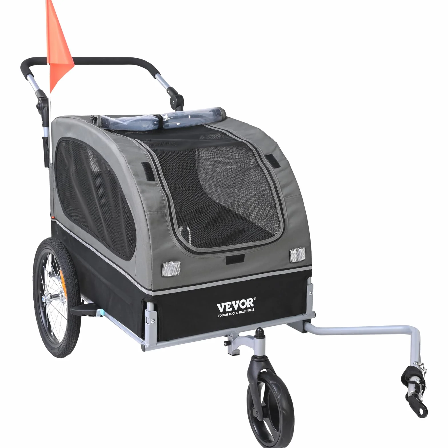 VEVOR Remorque vélo pour Chien, Charge 40 kg, Poussette d'animaux de Compagnie 2 en 1, Cadre Pliable Facile avec Roue à dégagement Rapide, coupleur de vélo Universel, Laisse Interne