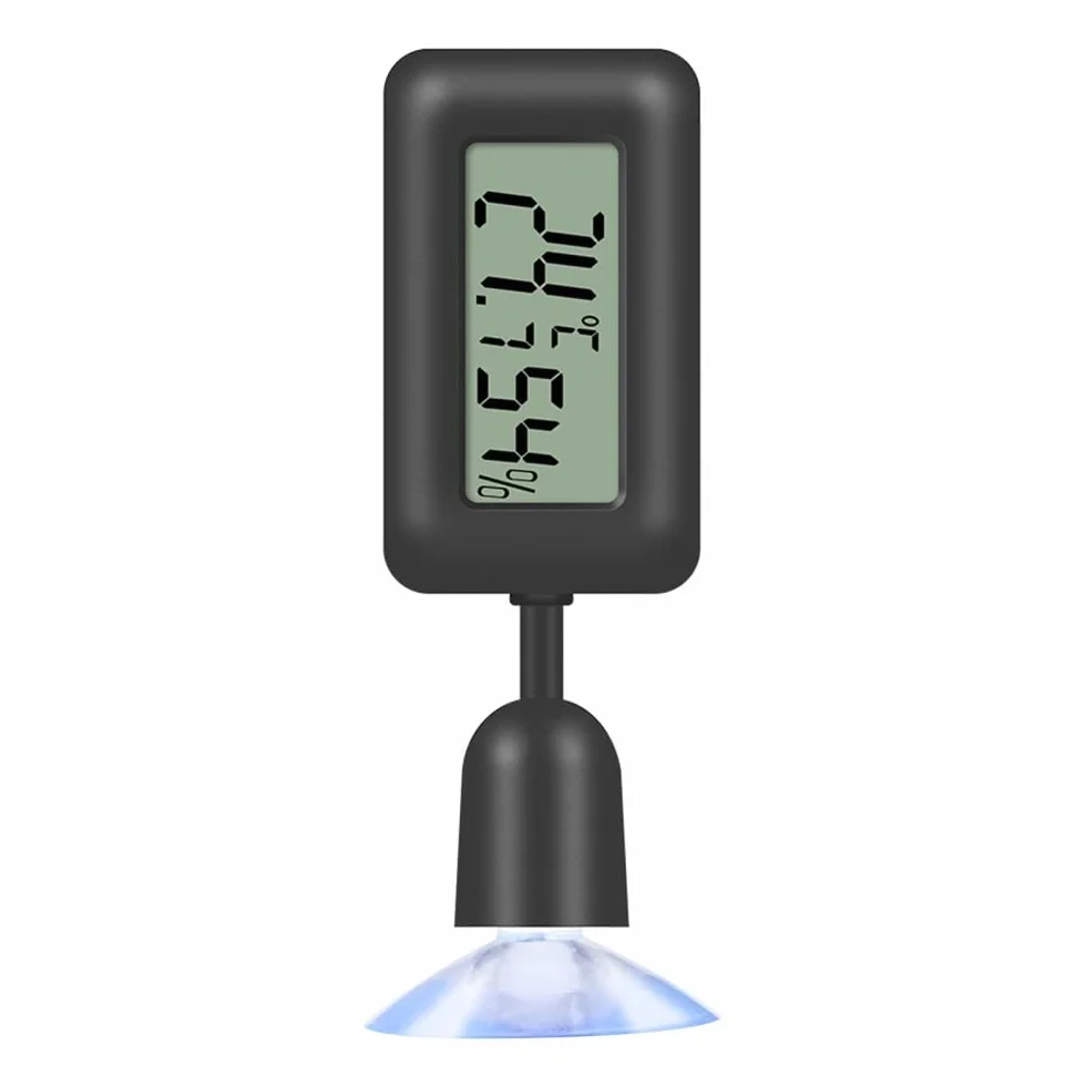Thermomètre pour reptiles - Étanche - Hygromètre numérique haute sensibilité - Rotatif - Avec ventouse - Pour aquariums de reptiles